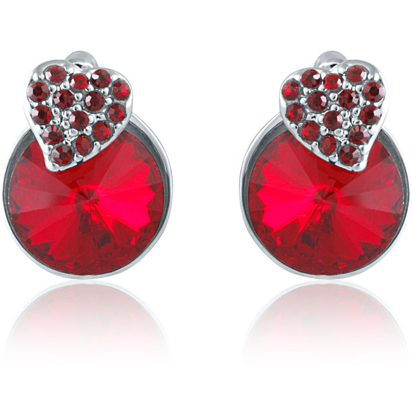 Mahi with Swarovski Crystals Red Heart Strawberry Rhodium Plated Pendant Set for Women NL1104089RRed