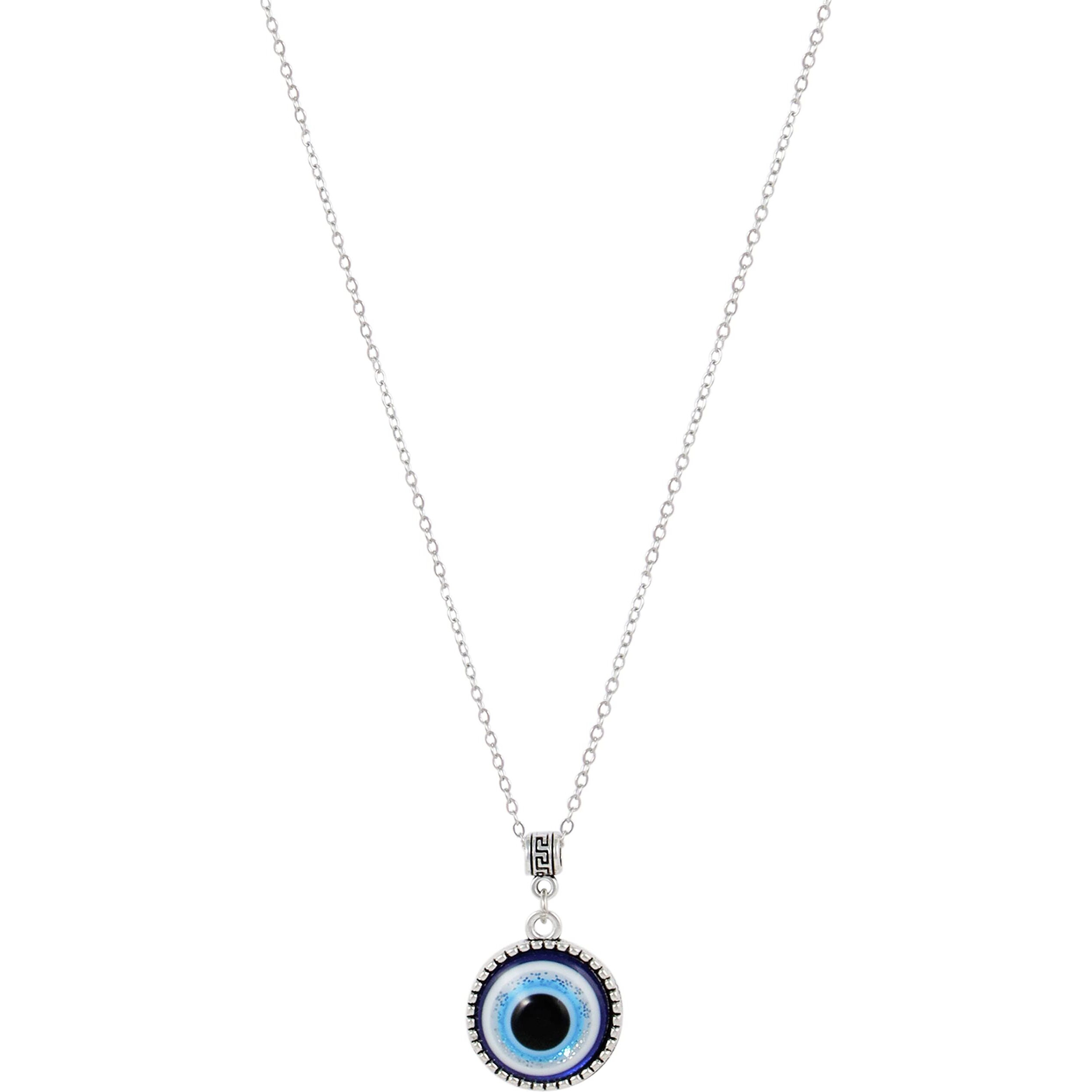Fashion Frill Stylish Silver Chain For Men Girls Silver Plated Evil Eye Silver Chain Pendant For Men Boys Women Gift for Sister Love Gift Unisex Pendant Necklace