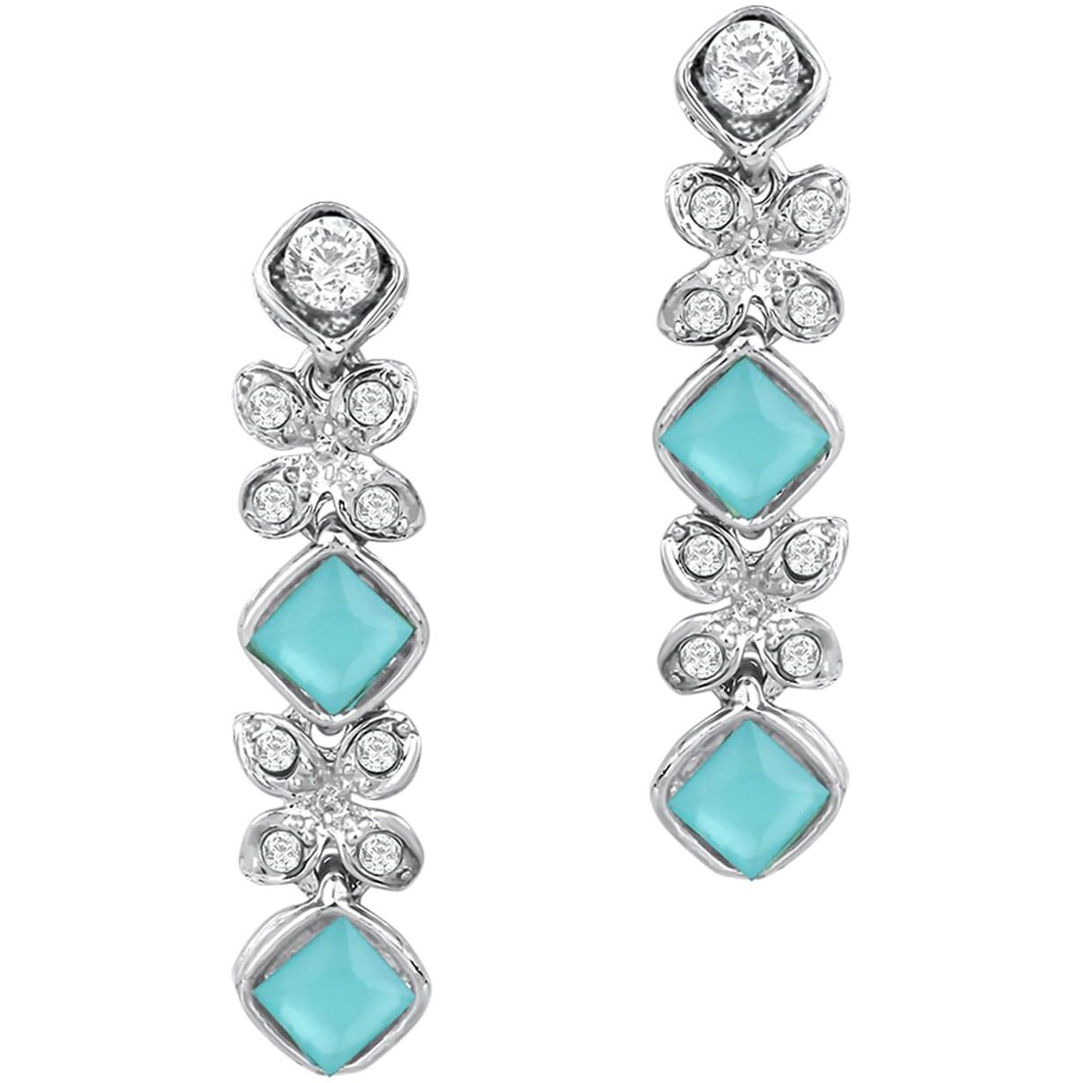 Atasi International Silver Plated Blue Crystals AD Diamond Style Delicate Necklace Jewellery Set for Women & GIrls (RMB1744)