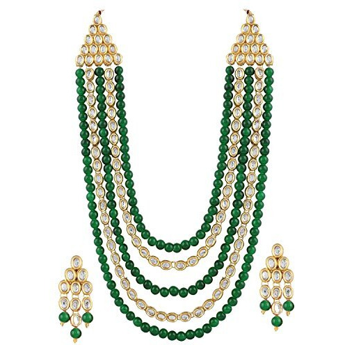 Shining Diva Gold Plated Jewellery Set For Womens (Green) (8556S)