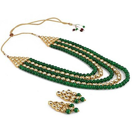 Shining Diva Gold Plated Jewellery Set For Womens (Green) (8556S)