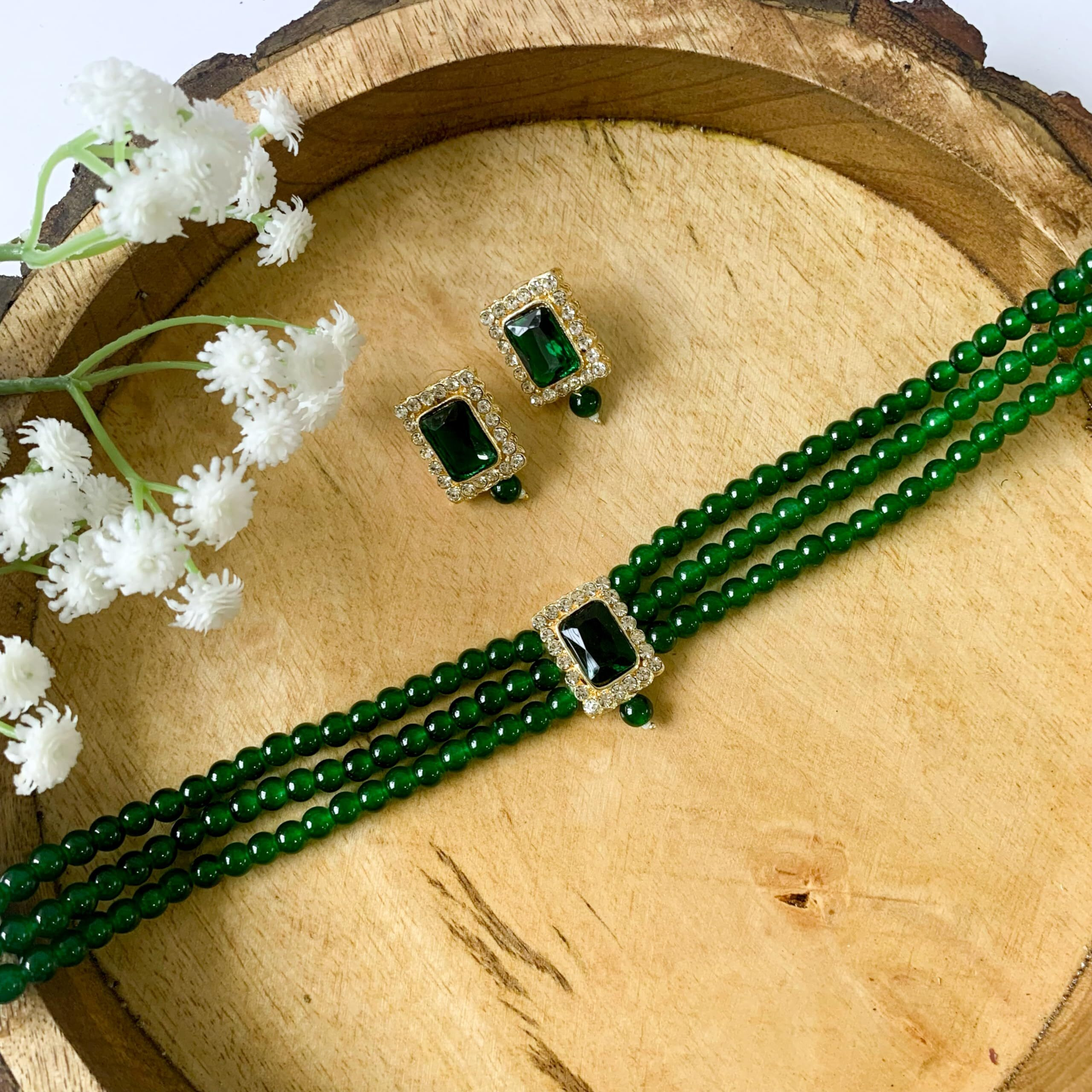 I Jewels Gold Plated Traditional Stone Pearl Choker Necklace Jewellery Set For Women/Girls (ML237GG)