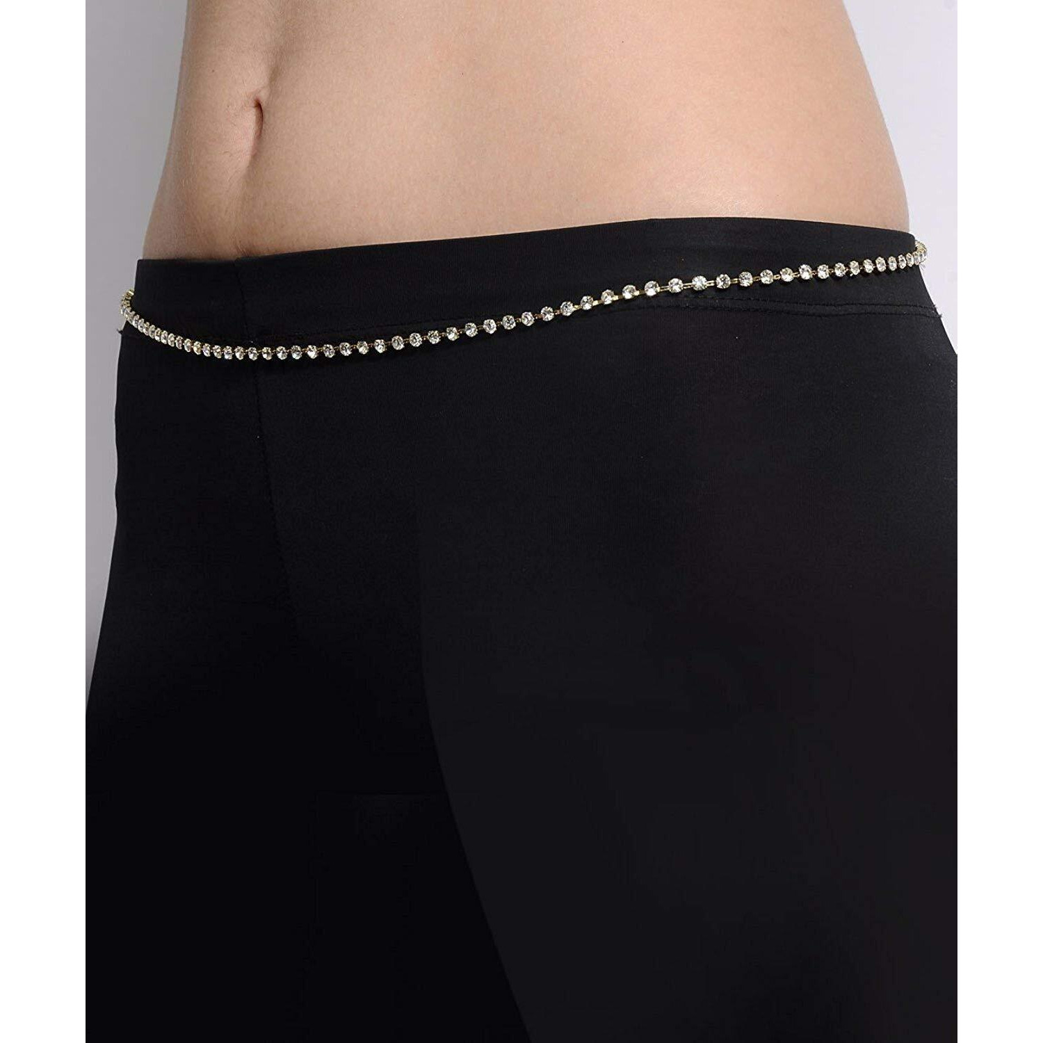Shining Diva Austrian Diamonds Waist Belt Waist Chain Kamarband for Women(Silver)(1518kb)