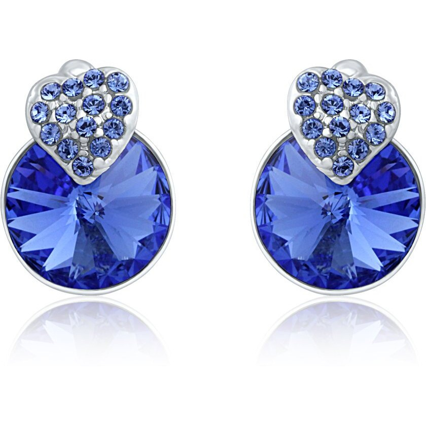 Mahi with Swarovski Crystals Blue Heart Strawberry Rhodium Plated Pendant Set for Women NL1104089RBlu