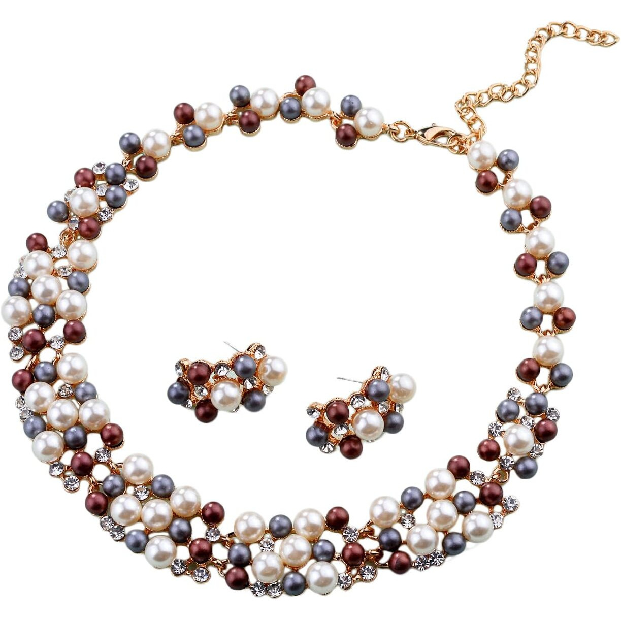 Shining Diva Fashion Latest Stylish Design Fancy Pearl Necklace Jewellery Set for Women (15114s)