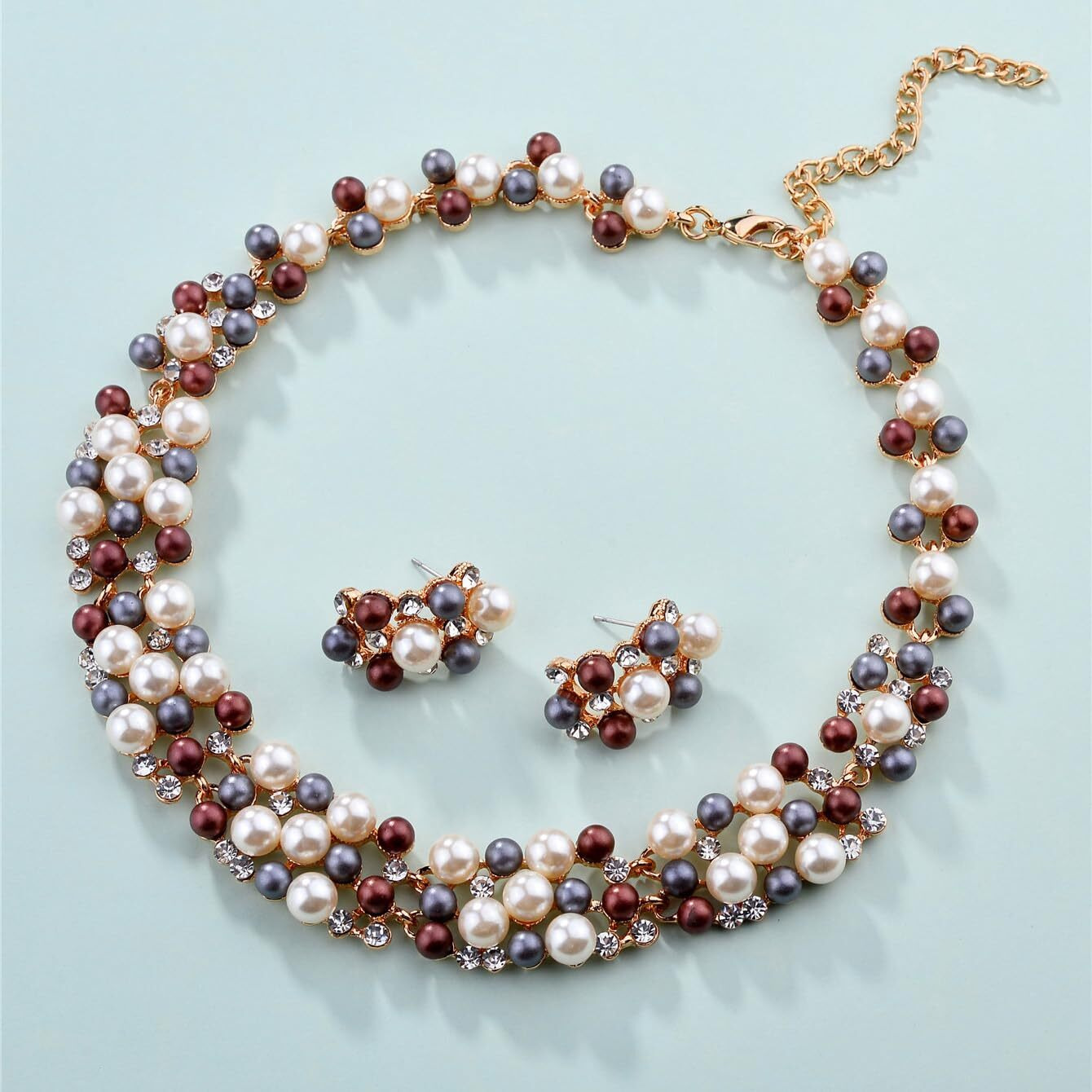 Shining Diva Fashion Latest Stylish Design Fancy Pearl Necklace Jewellery Set for Women (15114s)
