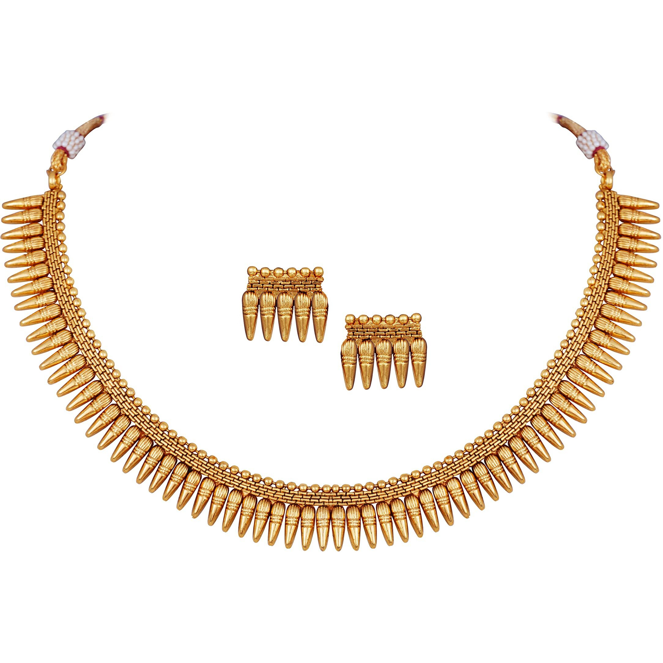 JFL - Jewellery for Less Latest Copper Gold Plated Designer Necklace Set with Adjustable Thread for Women & Girls.,Valentine