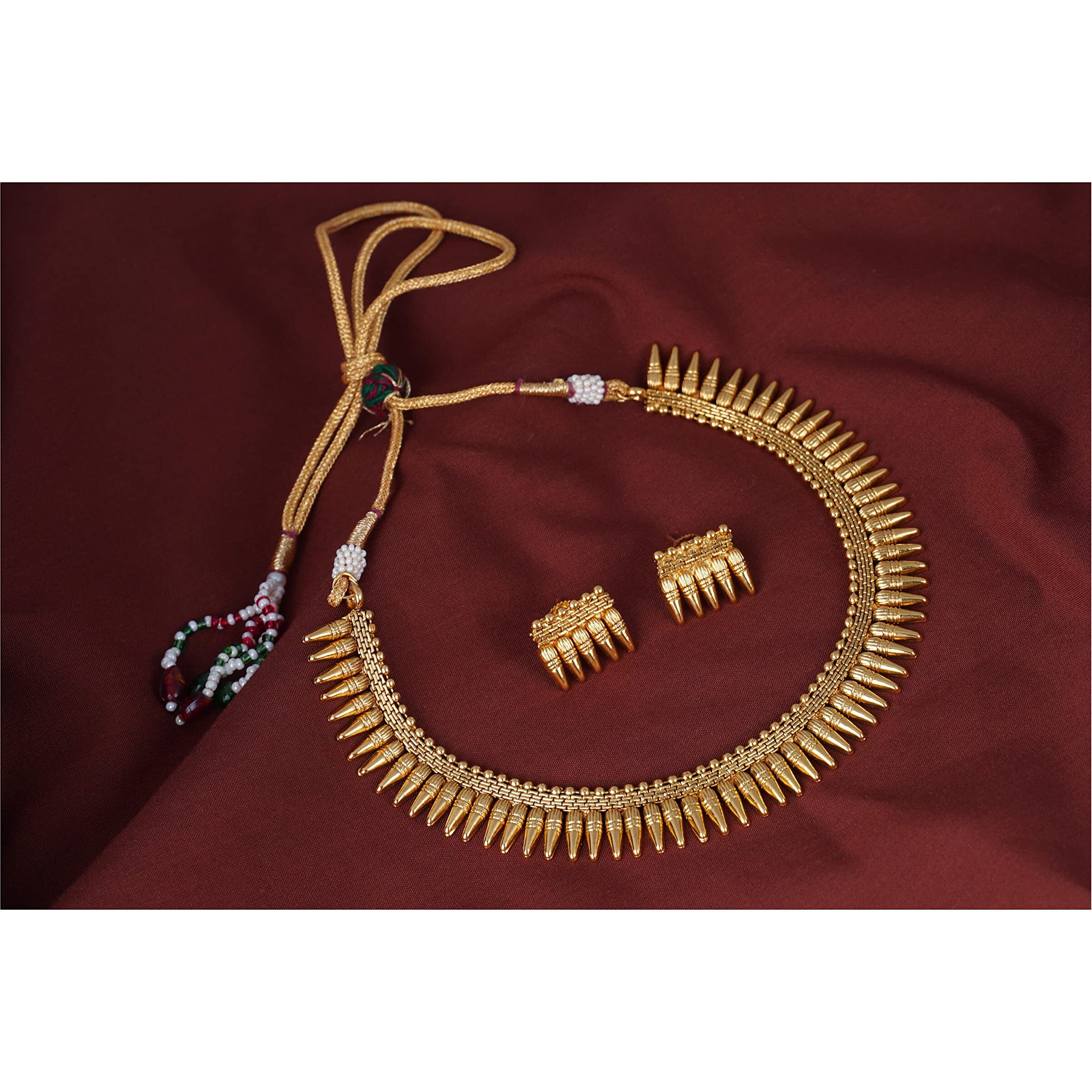 JFL - Jewellery for Less Latest Copper Gold Plated Designer Necklace Set with Adjustable Thread for Women & Girls.,Valentine