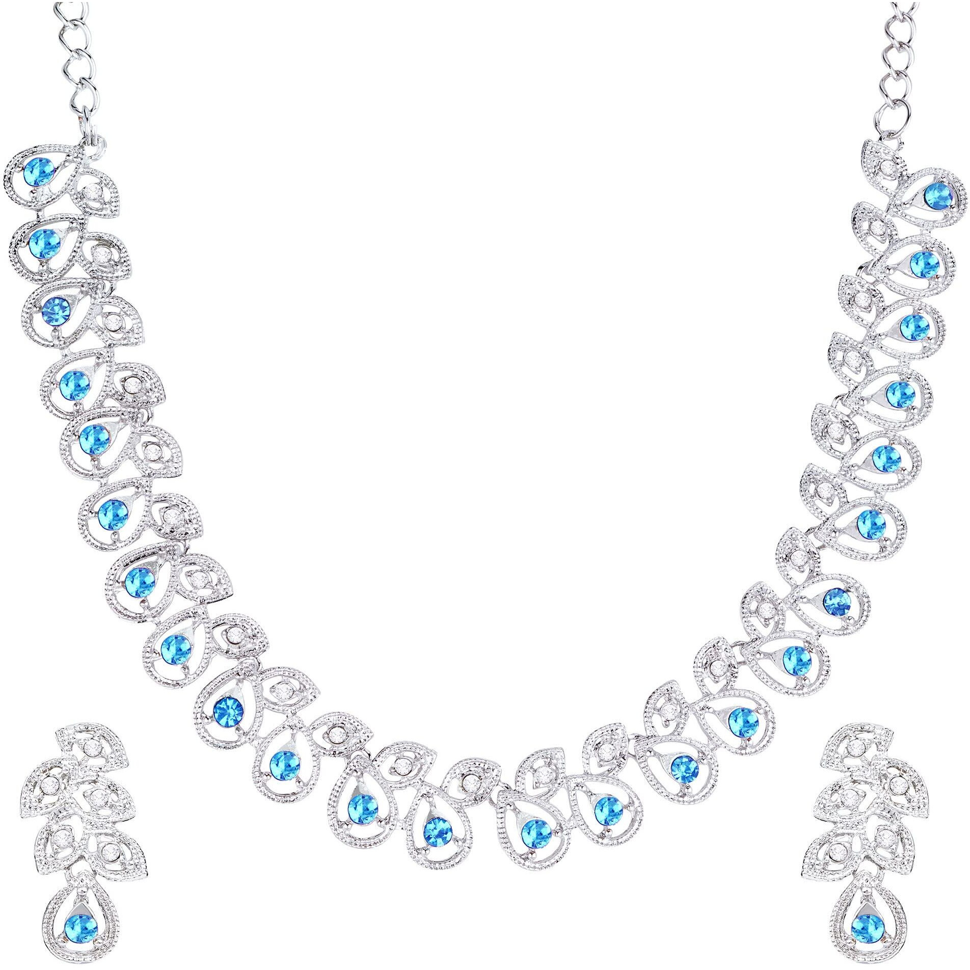 Atasi International Silver Plated Womens Necklace Set | Jewellery Set With Earrings | RF5747