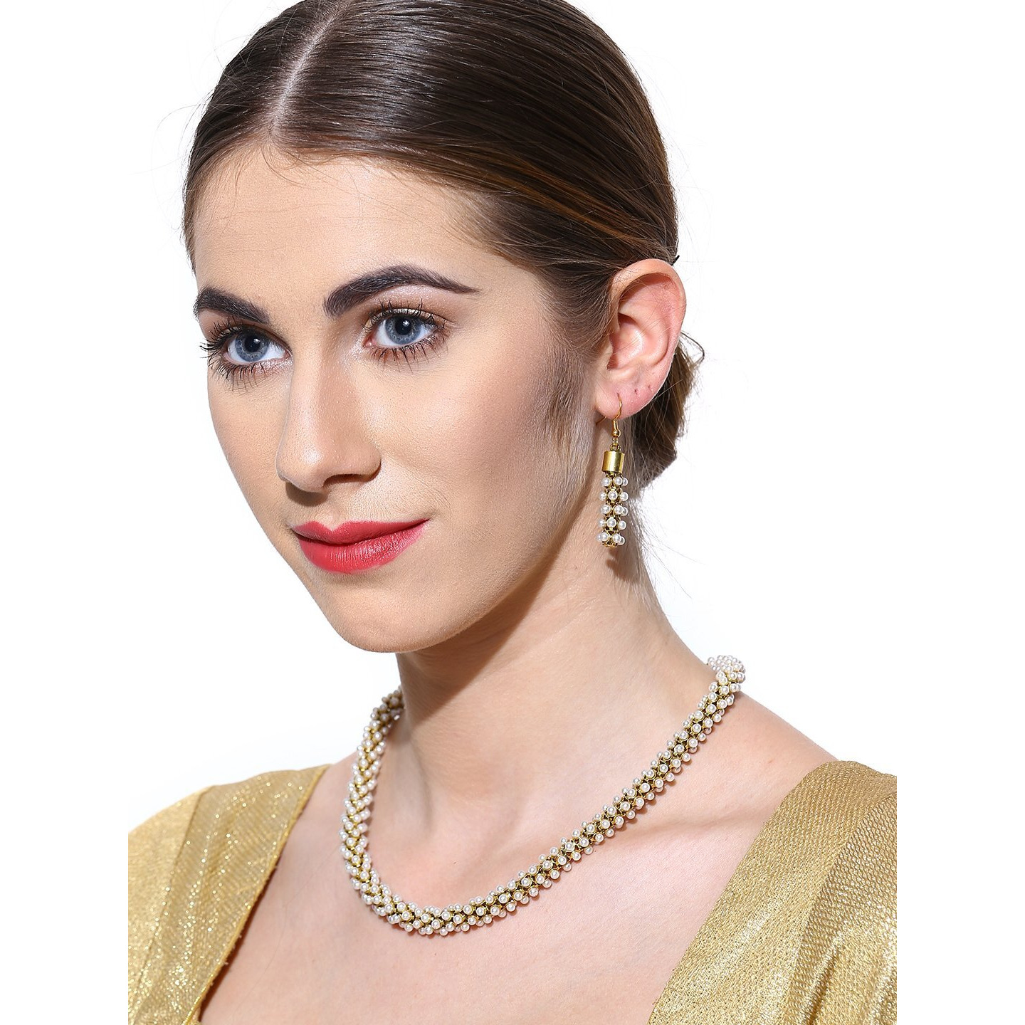 ZAVERI PEARLS South Indian Style Pearl Beads Necklace Set For Women - ZPFK5555