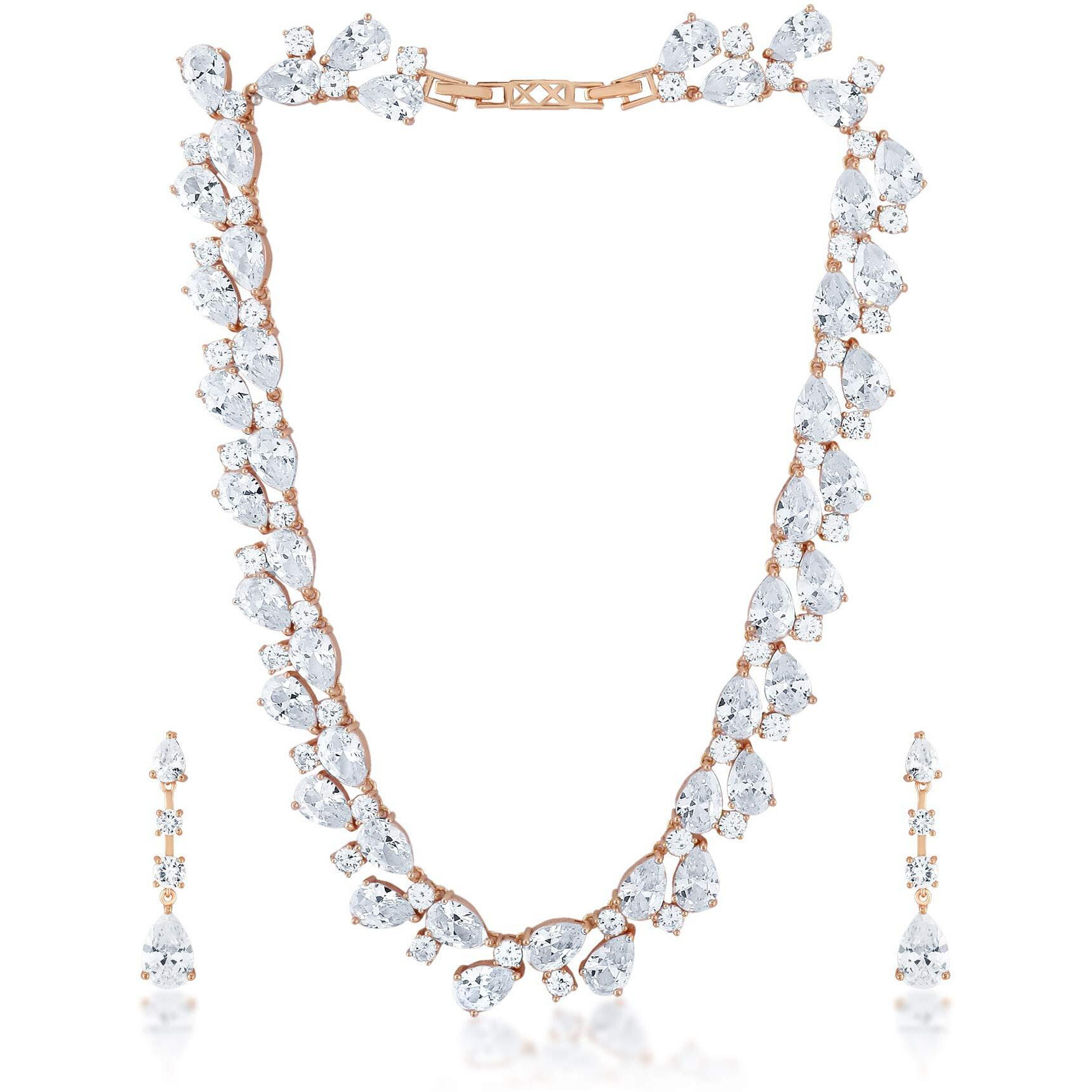 Yellow Chimes Jewellery Set for Women Swiss Cubic Zirconia 18K Rose Gold Plated Necklace Set for Women and Girls.