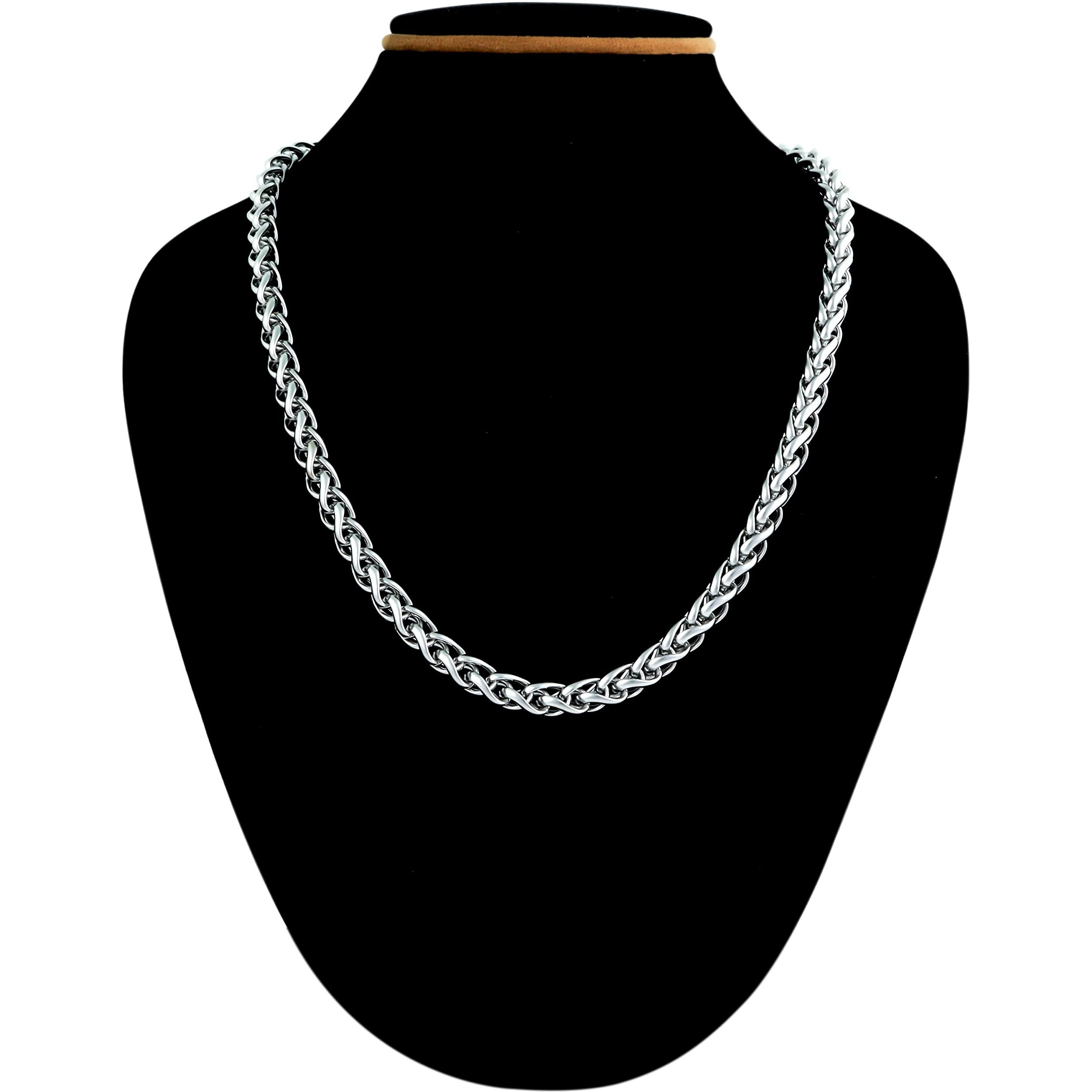 Fashion Frill Stainless Steel Interlink Silver Neck Chain Chains for Men Stylish Boys - 22 Inch