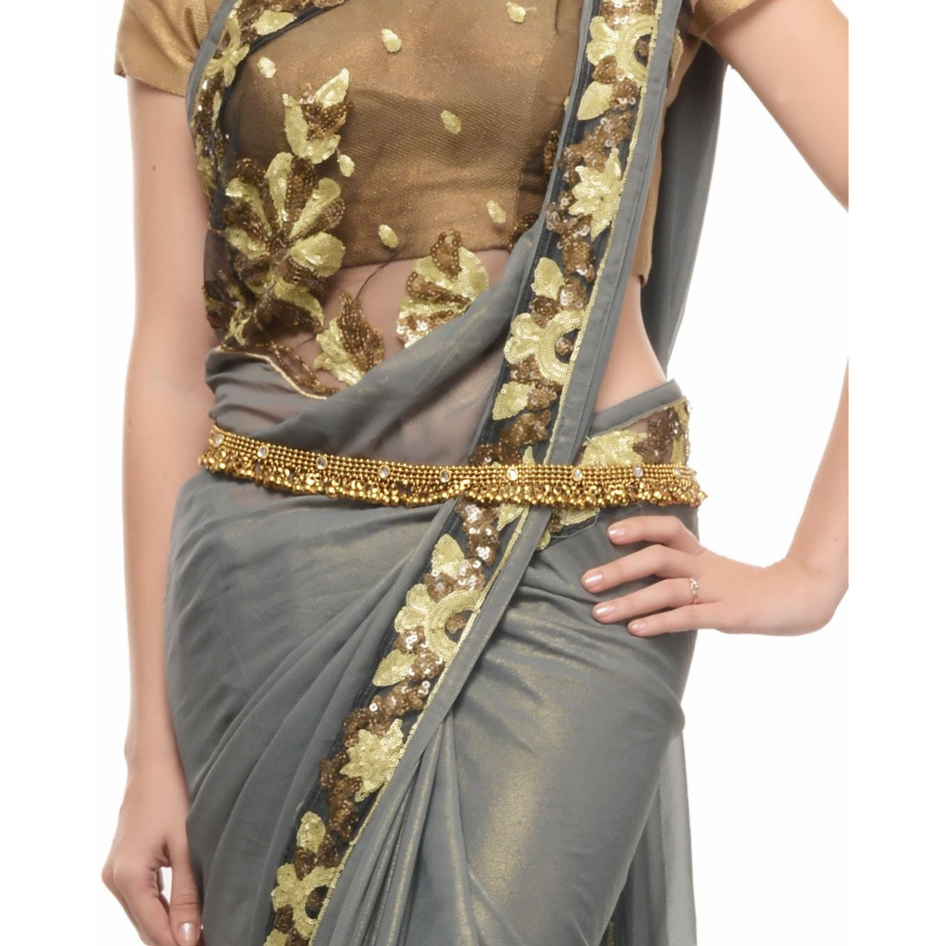 Shining Diva Antique Gold Ethnic Kamarband for Women (6555kb)
