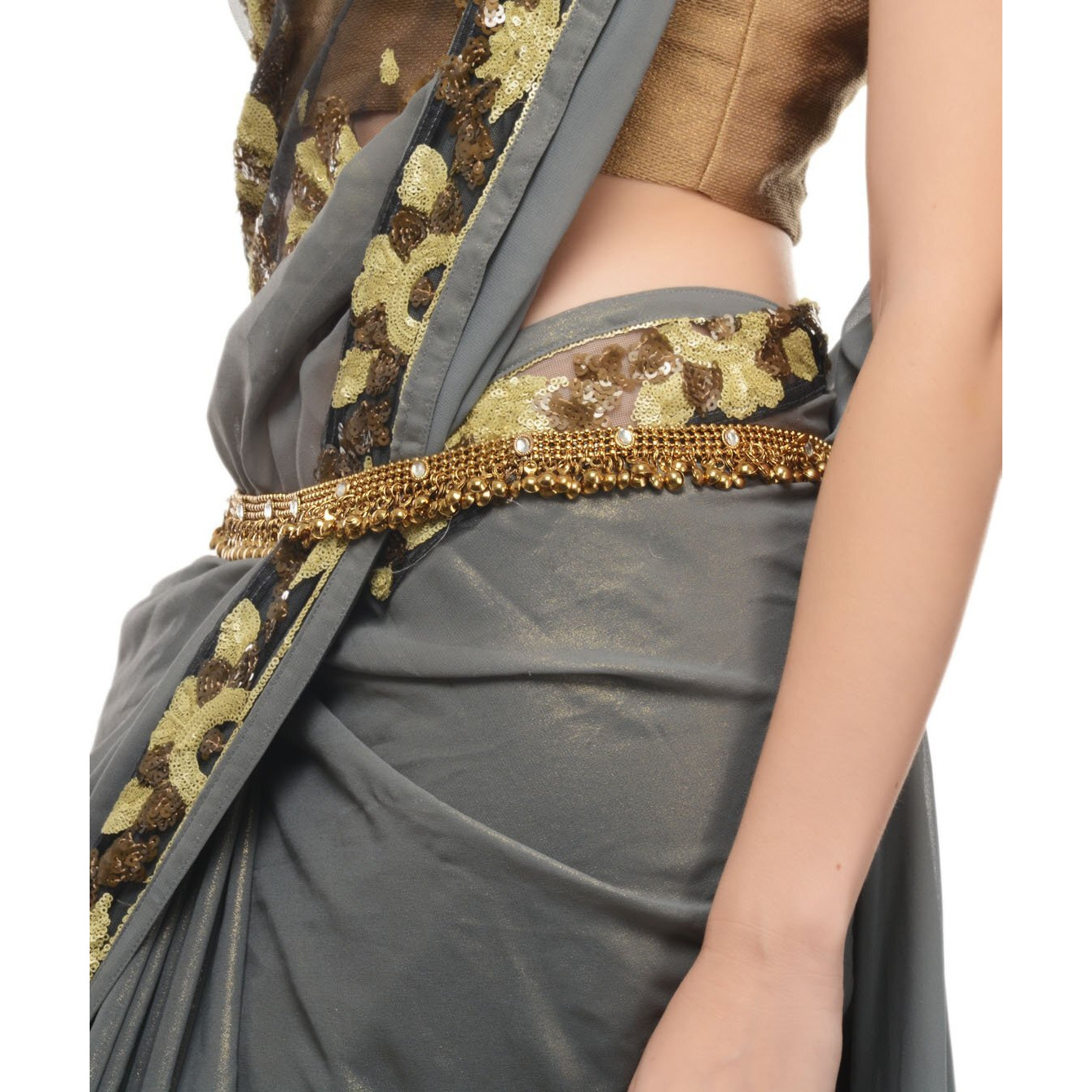 Shining Diva Antique Gold Ethnic Kamarband for Women (6555kb)
