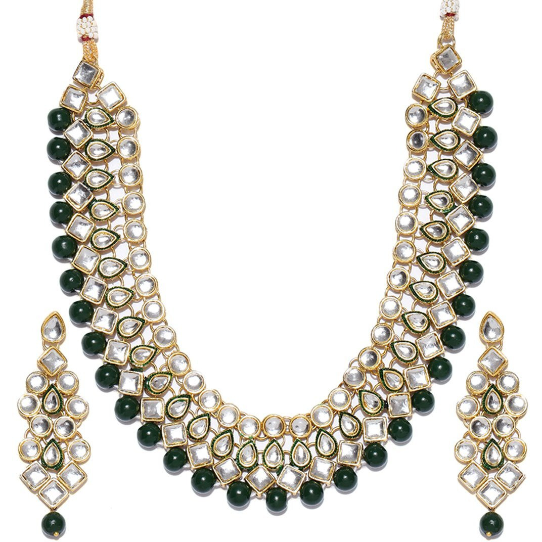 Shining Diva Fashion Gold Plated Jewellery Set for Women (Green)(rrsd7818s)