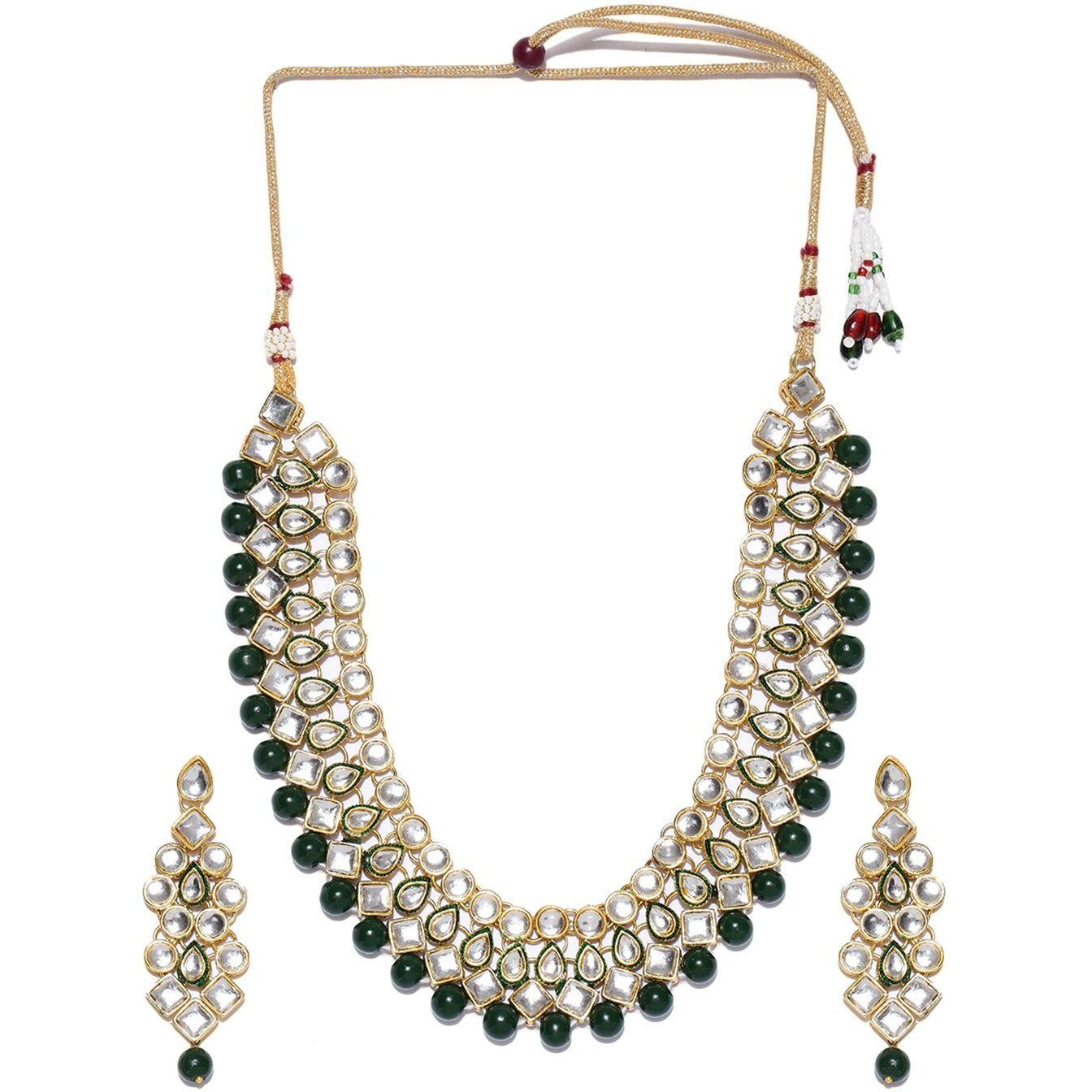 Shining Diva Fashion Gold Plated Jewellery Set for Women (Green)(rrsd7818s)