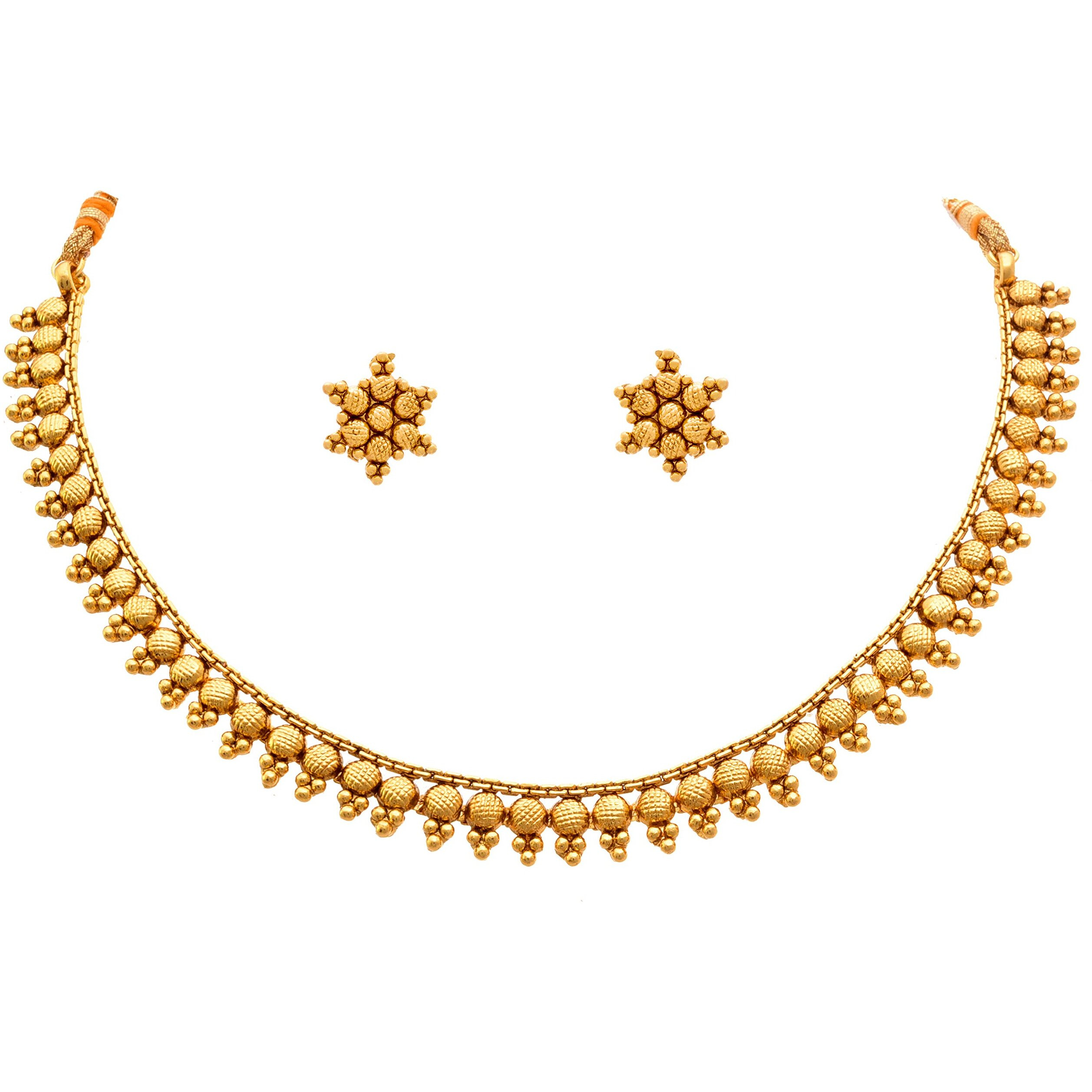 JFL - Jewellery for Less Traditional Ethnic Floral One Gram Gold Plated Designer Necklace Set/Jewellery Set swith Stud Earrings for Women & Girls,Valentine