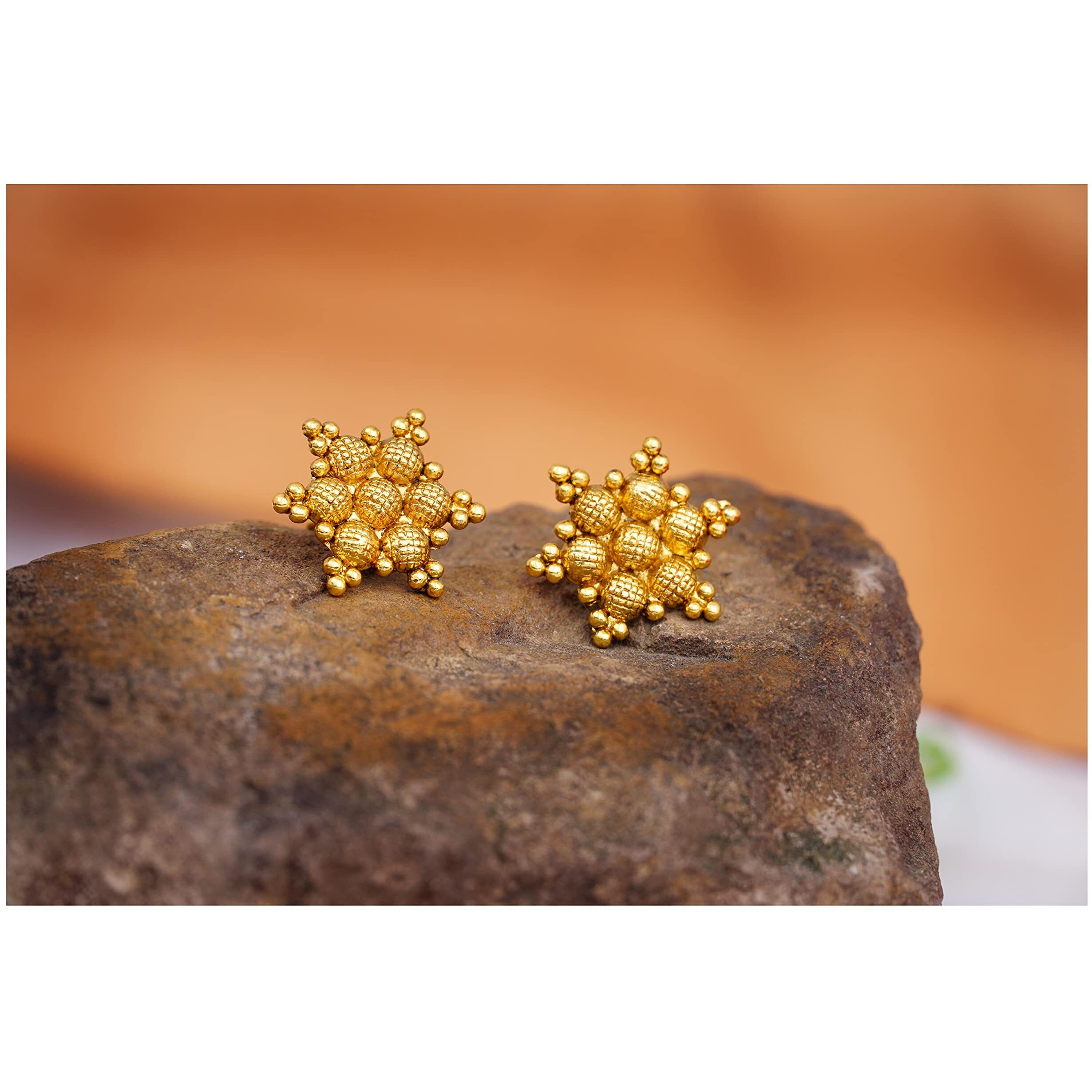 JFL - Jewellery for Less Traditional Ethnic Floral One Gram Gold Plated Designer Necklace Set/Jewellery Set swith Stud Earrings for Women & Girls,Valentine