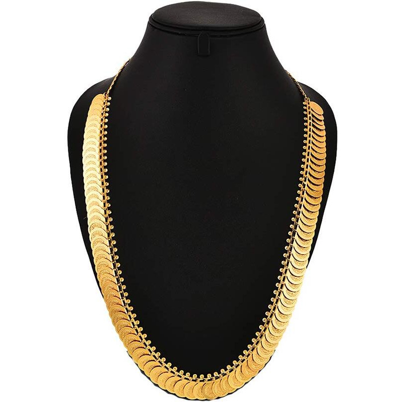 ZENEME Gold Plated and Bangles & Maharani Temple Coin Necklace Set for Women & Girls (Design_02, 2.6 Inches)