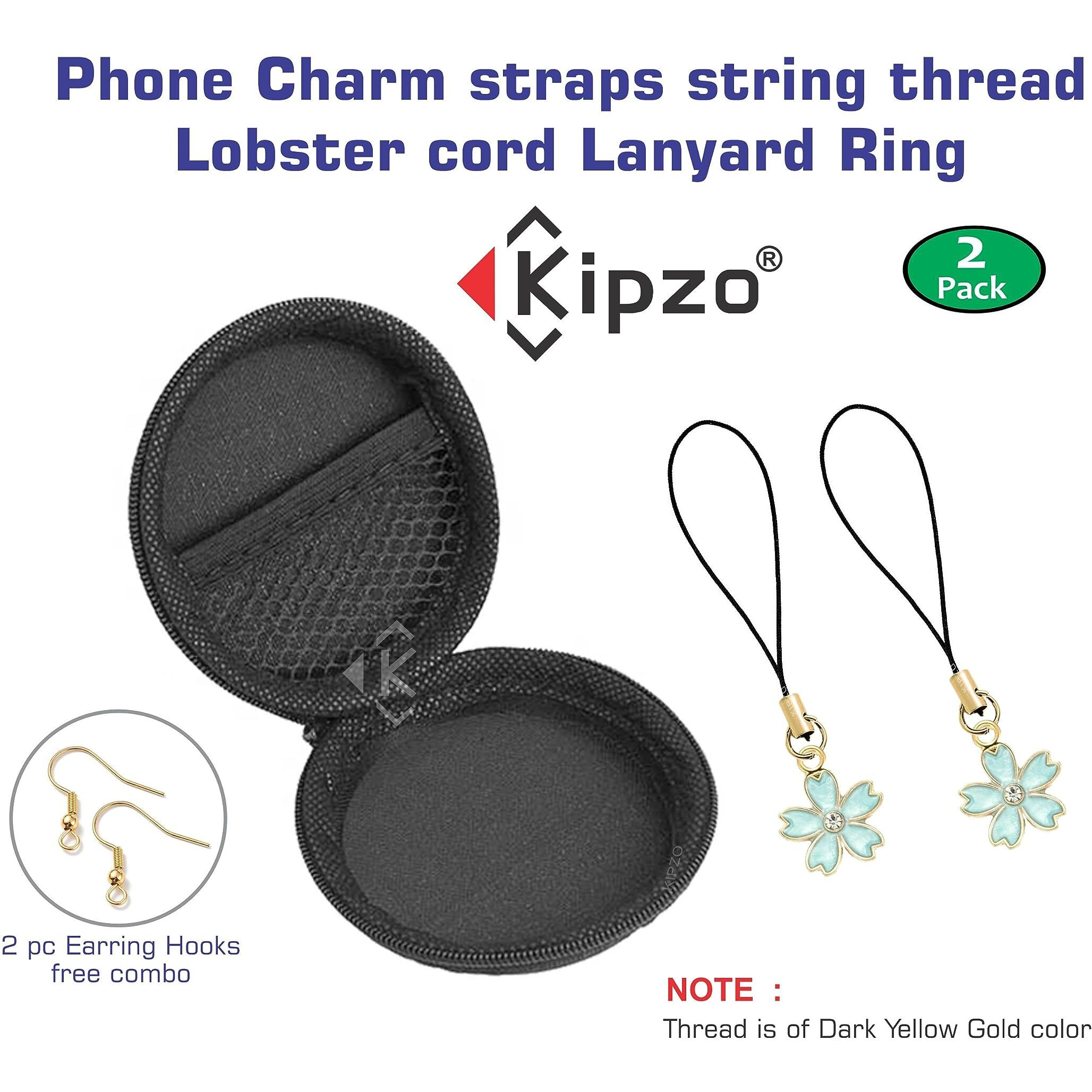 KIPZO Pastel light Green Pack of 2 flower pendant Phone Charms cute pearl for girls women stylish Hanging Keychain necklace chain Lanyard golden thread Ornament earring combo Zip Pouch