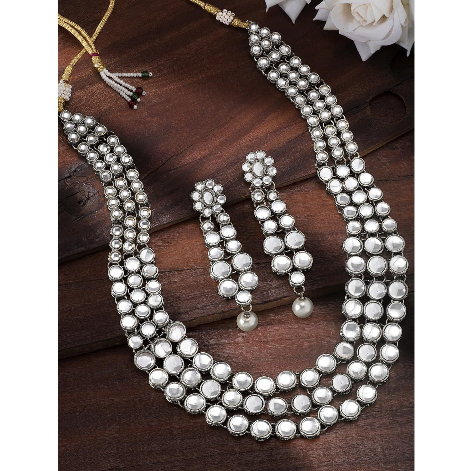 Peora Traditional Gold Plated Anushka Sharma Inspired Kundan Long Necklace with Earring Jewellery Set for Women Girls