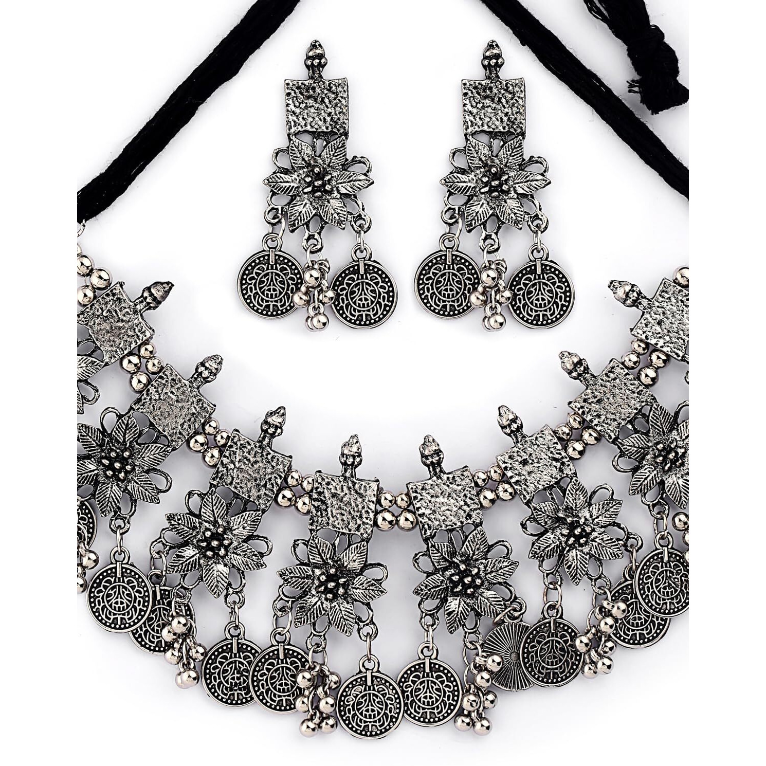 Shining Diva Fashion Latest Stylish Fancy Oxidized Traditional Oxidised Choker Necklace Jewellery Set for Women (rrsd13124s)