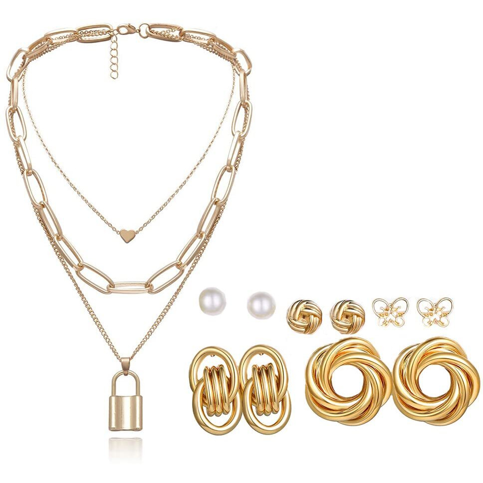 YouBella Fashion Jewellery Gold Plated Necklace and Earrings Combo Jewellery Set for Girls and Women (Gold) (Style 9)