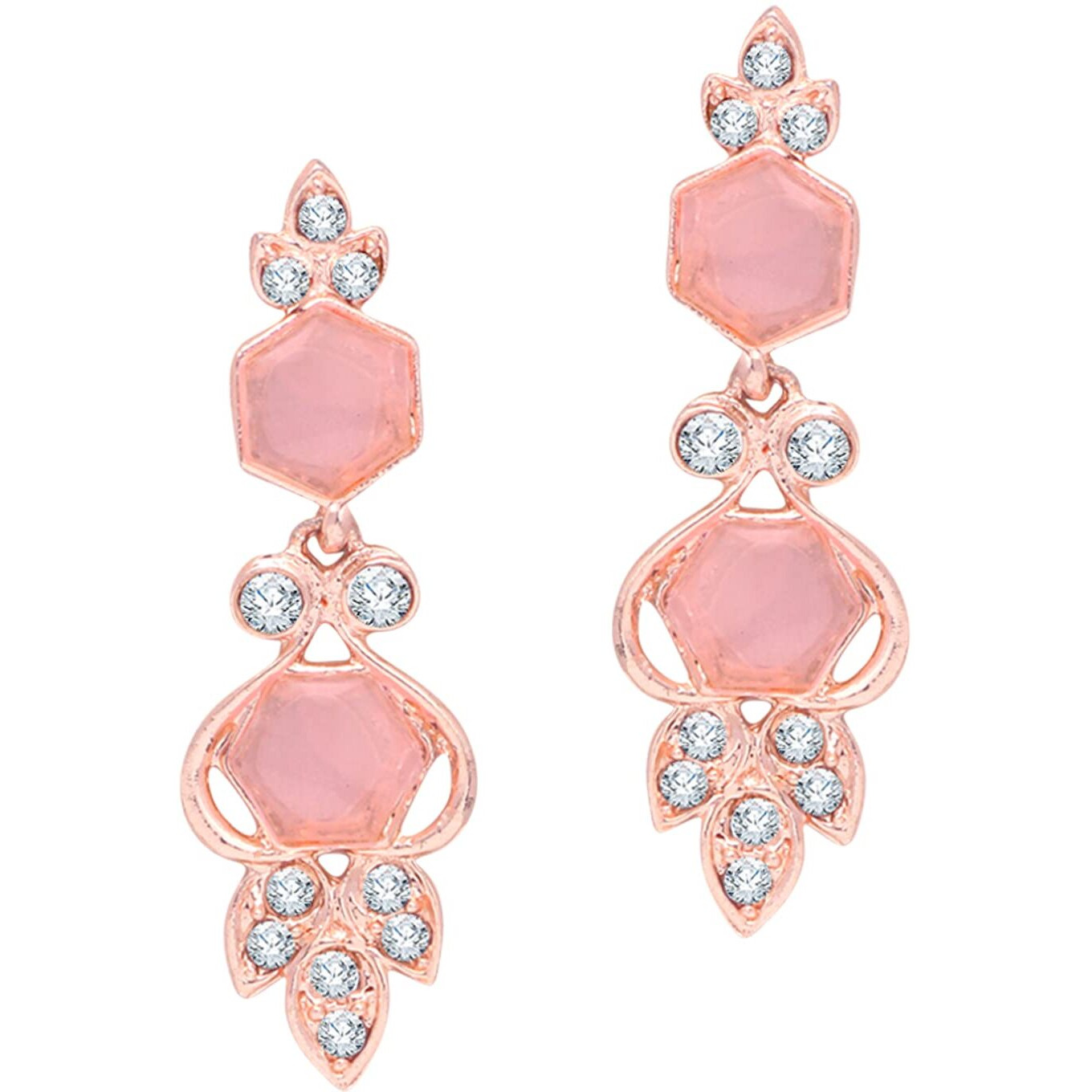 Atasi International Gold Plated Mint Pink Crystals AD Diamond Womens Necklace Set | Jewellery Set With Earrings | MP5766