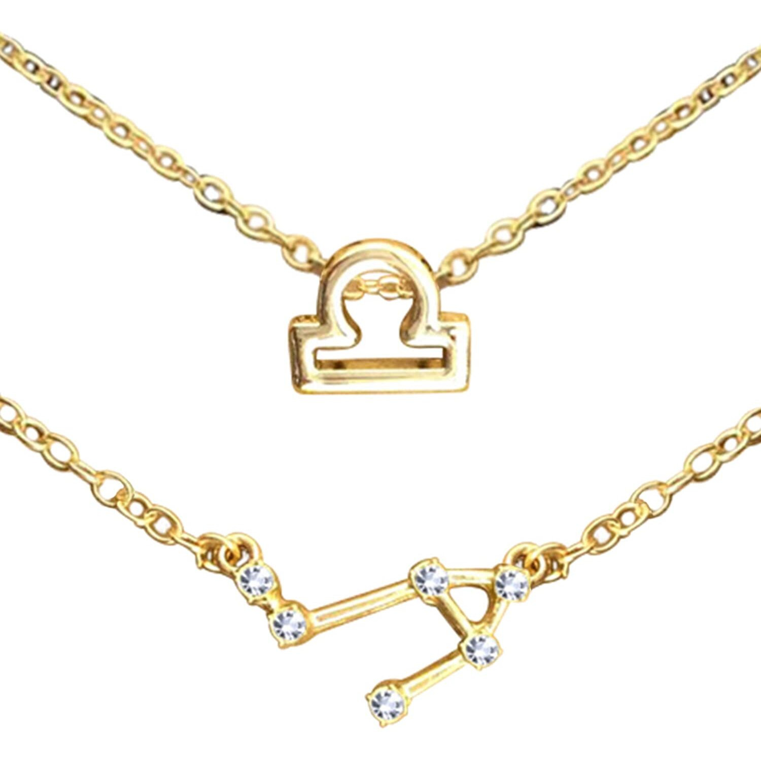Peora Libra Horoscope Constellations Zodiac Sign Pendant Necklace & Bracelet Jewellery Combo Set for Women (Golden)