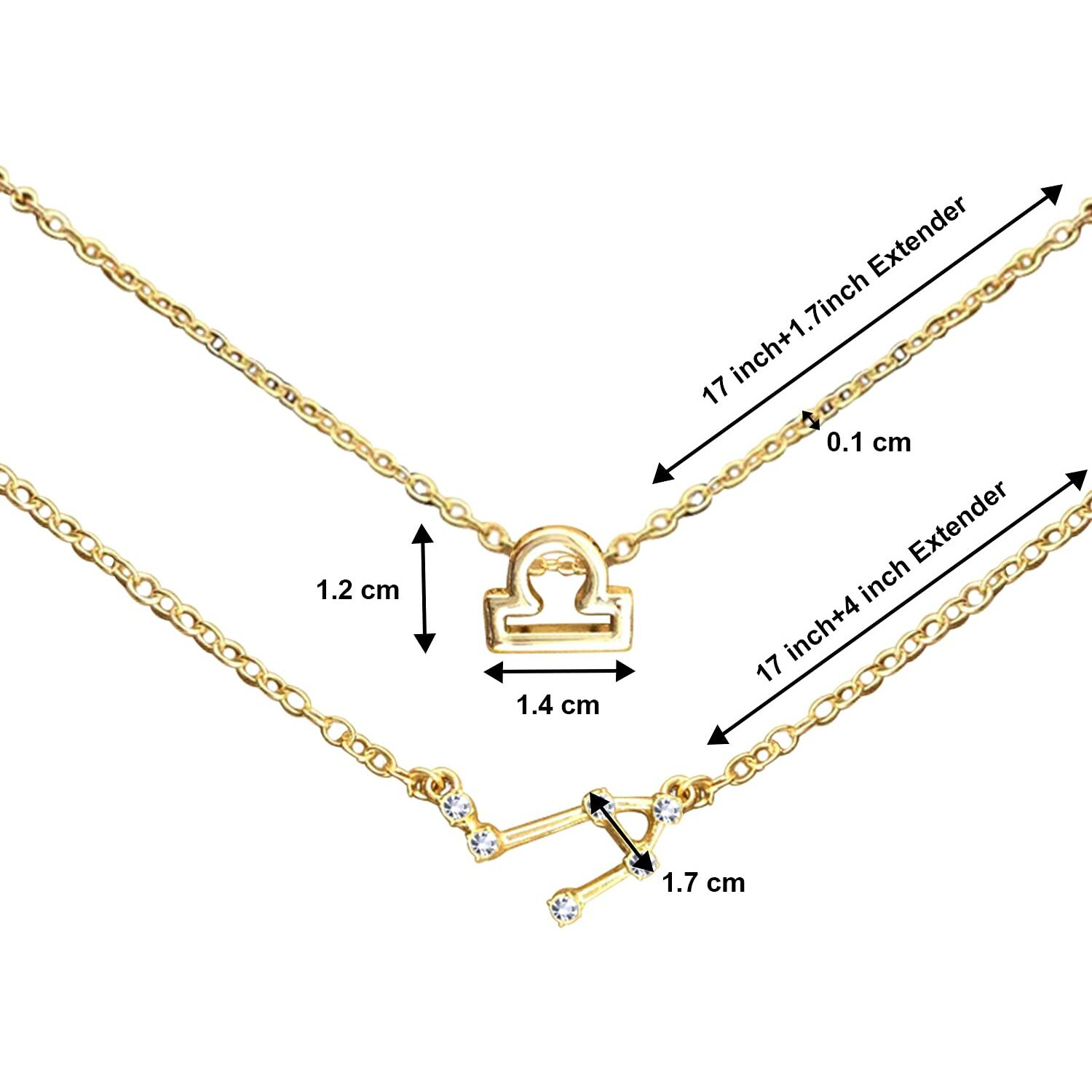 Peora Libra Horoscope Constellations Zodiac Sign Pendant Necklace & Bracelet Jewellery Combo Set for Women (Golden)