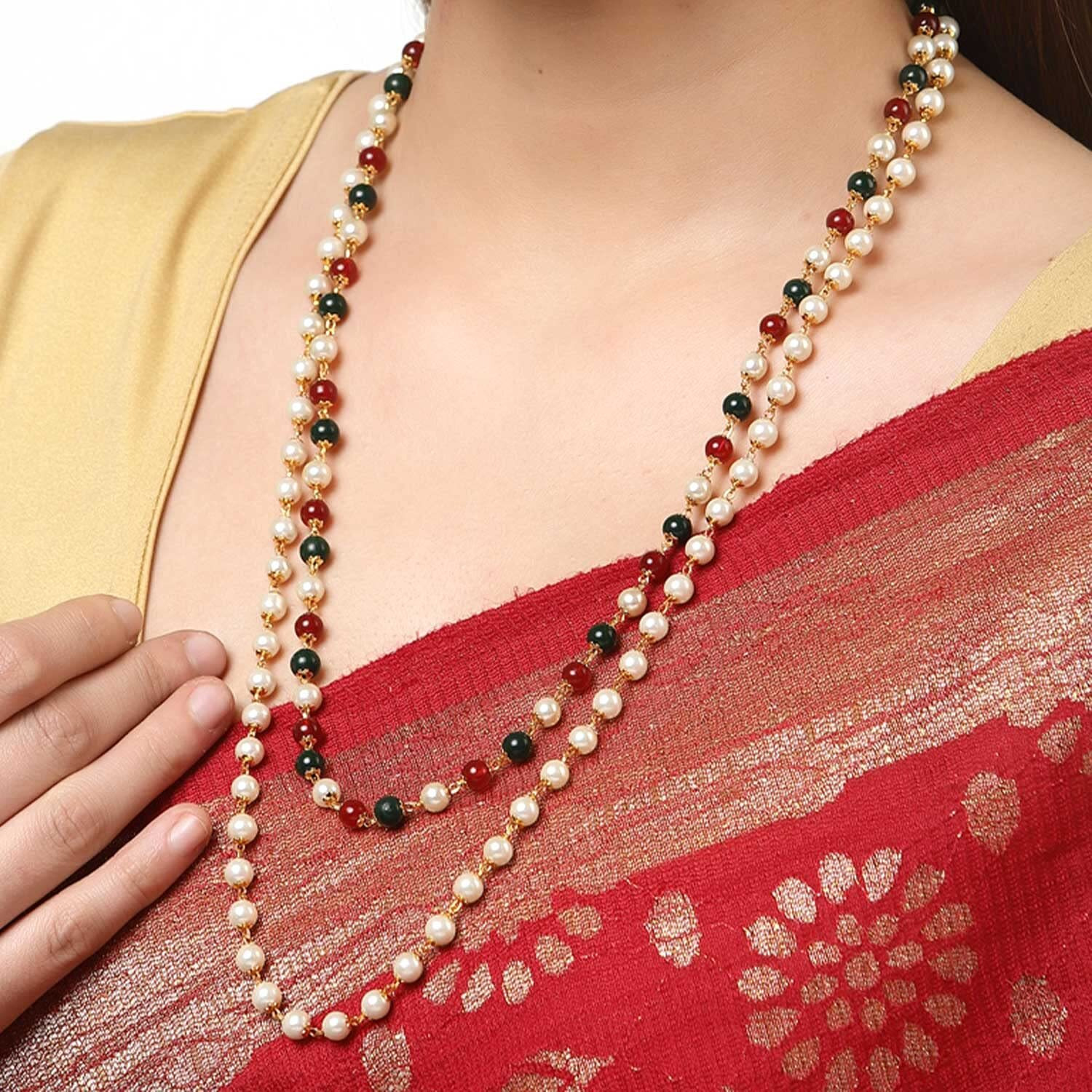 ZENEME Jewellery Set White Pearl Trendy Necklace Jewellery For Women and Girls (Style_02)