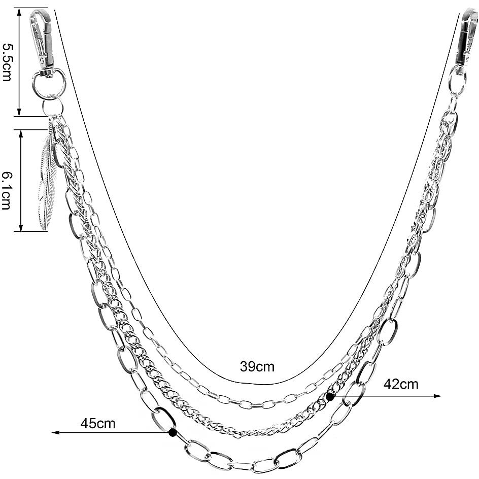 PALAY Pants Chain Jeans Chain for Men Women Fashion Gothic Punk Wallet Pocket Chain Belt Chain Hip Hop Rock Biker Trousers Chain (Silver)