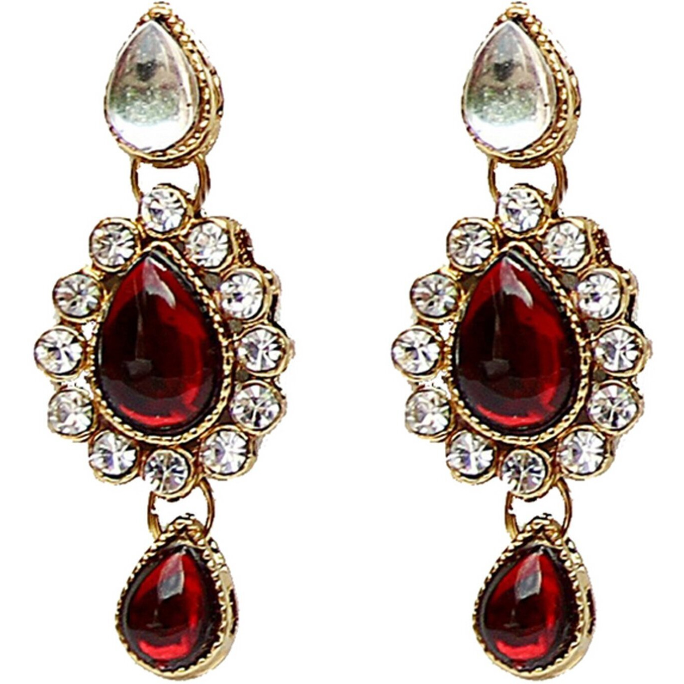 Lucky Jewellery Maroon Gold Plated Kundan Jewellery Set for Women (MSK-1-LINE-M)