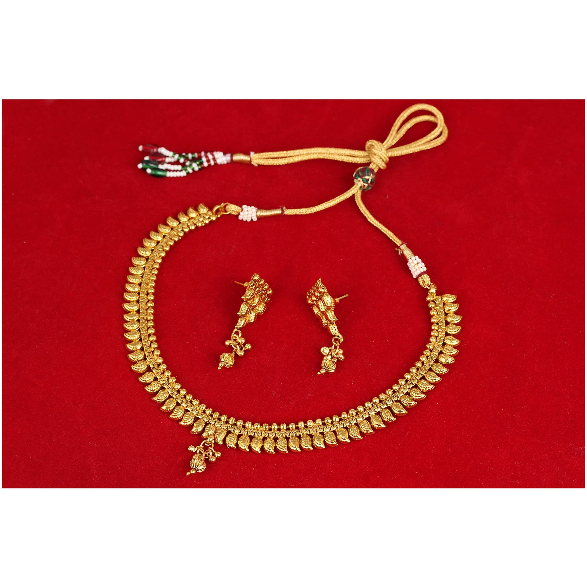 JFL - Jewellery for Less Latest Copper Gold Plated Mango Design Necklace Set for Women & Girls,Valentine
