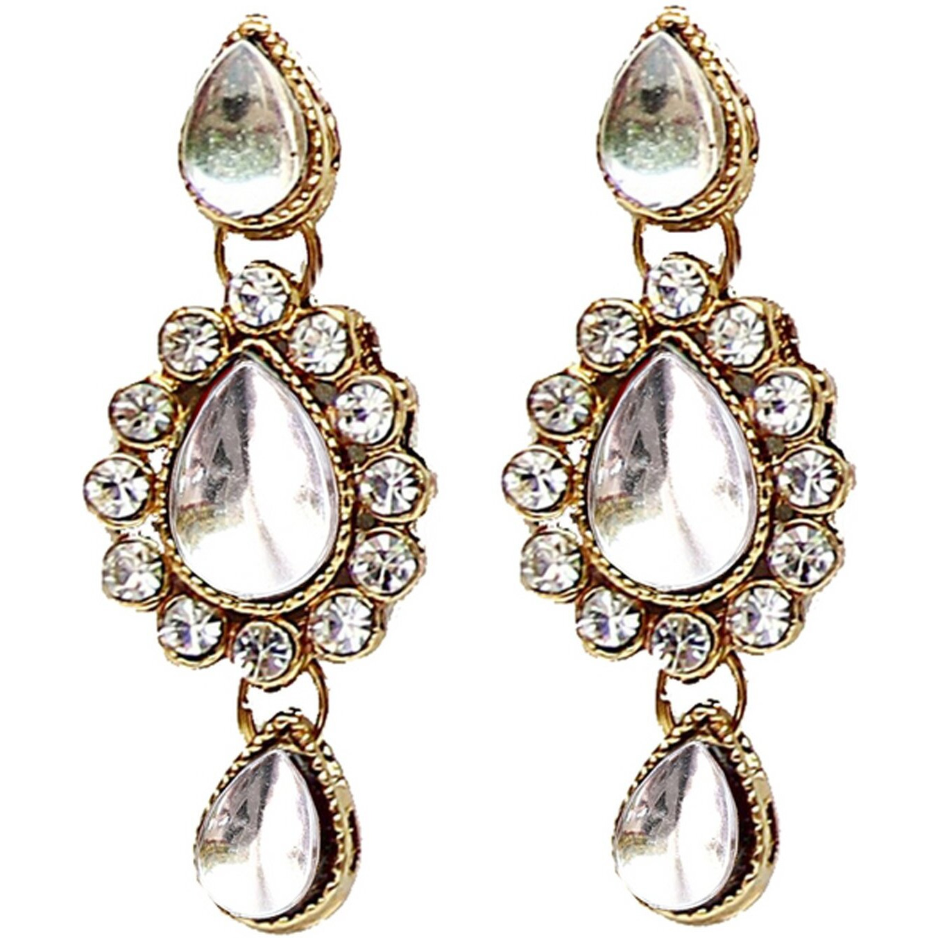Lucky Jewellery White Gold Plated Kundan Jewellery Set for Women (MSK-1-LINE-W)