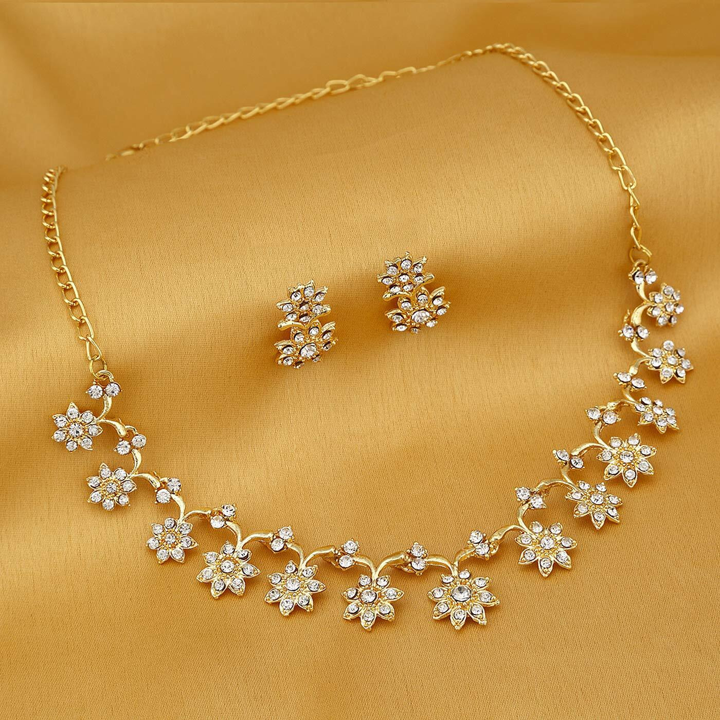 Sukkhi Sparkling Gold Plated Wedding Jewellery Austrian Diamond Set of 4 Necklace Combo for Women (SKR48715)