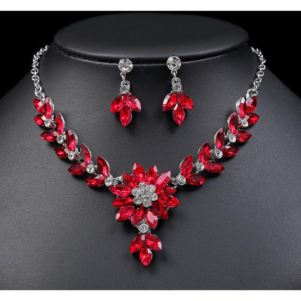 Shining Diva Fashion Latest Stylish Design Fancy Crystal Diamond Necklace Jewellery Set for Women (15224s)