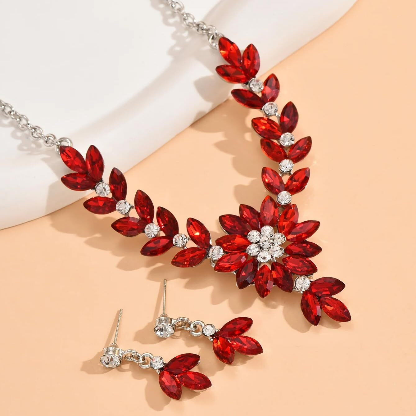 Shining Diva Fashion Latest Stylish Design Fancy Crystal Diamond Necklace Jewellery Set for Women (15224s)