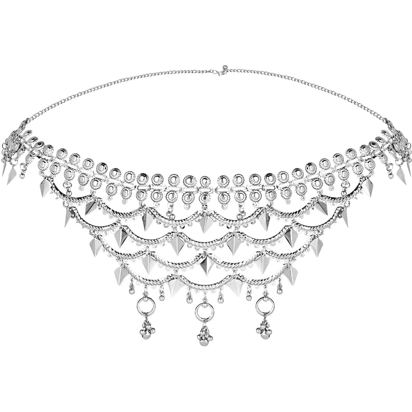 I Jewels Ethnic Silver Oxidised Traditional Adjustable Boho Waist Chain/Belly Chain/Kamarband For Women (Style-6)