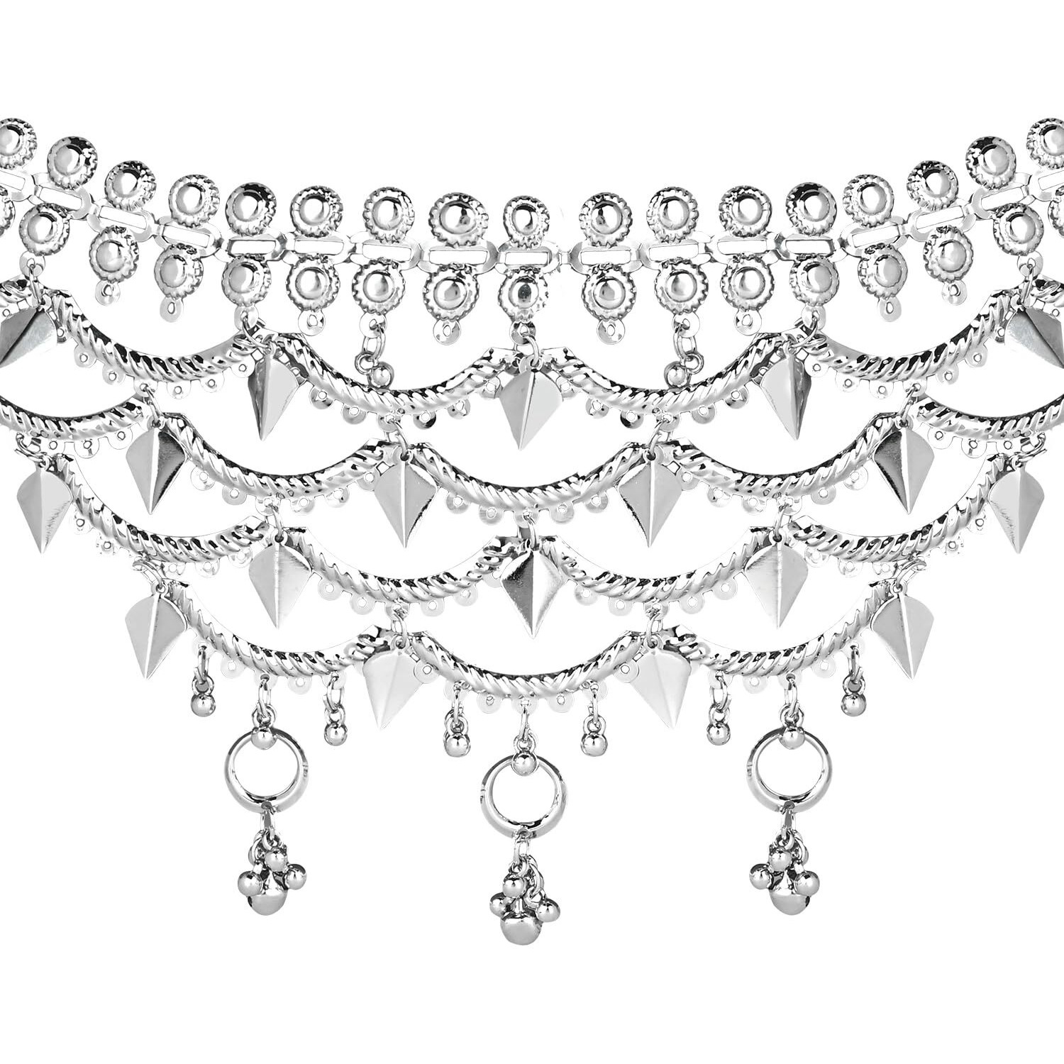 I Jewels Ethnic Silver Oxidised Traditional Adjustable Boho Waist Chain/Belly Chain/Kamarband For Women (Style-6)