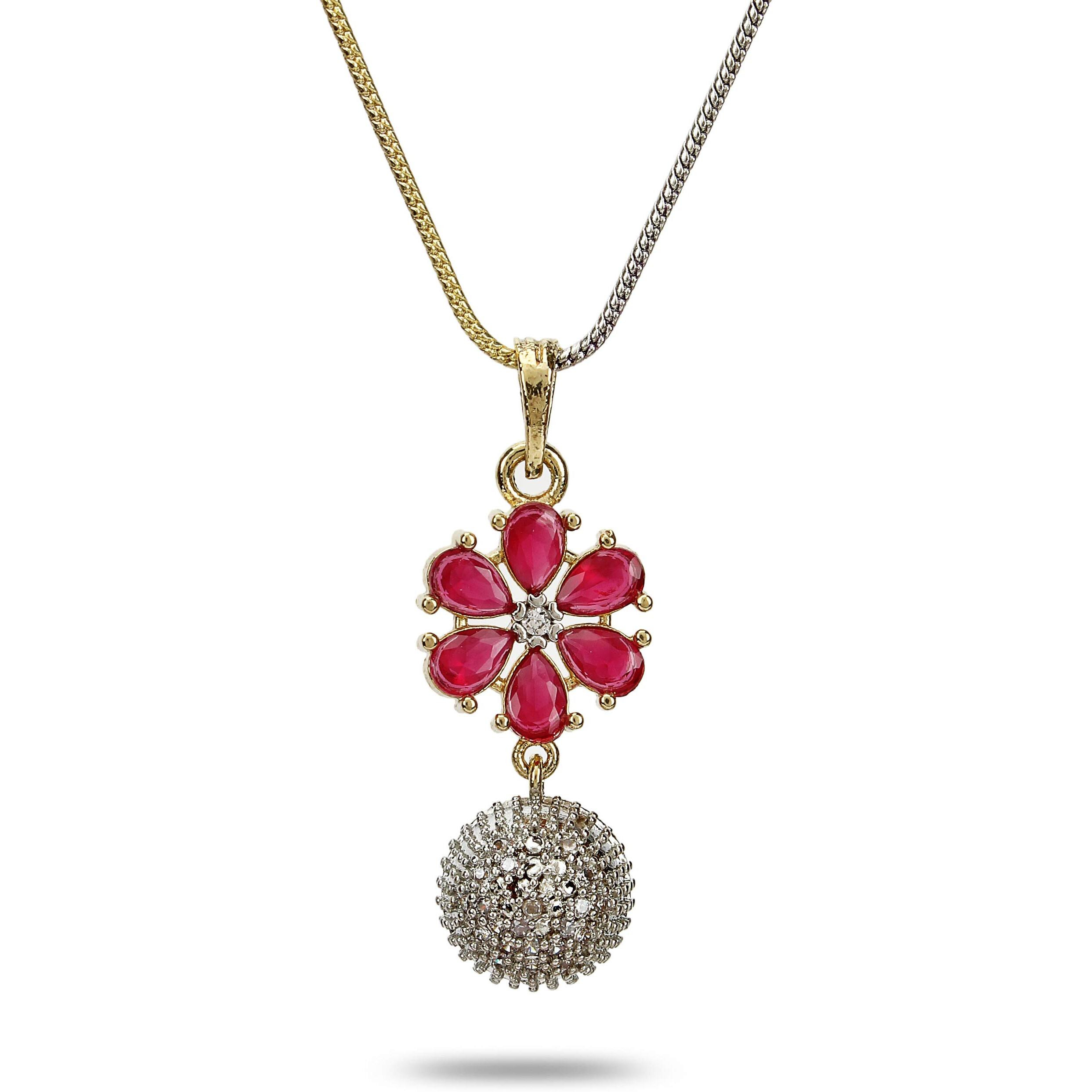 YouBella Jewellery Set for Women Combo of Necklace Set with Earrings, Bracelet and Ring for Girls and Women (Red)