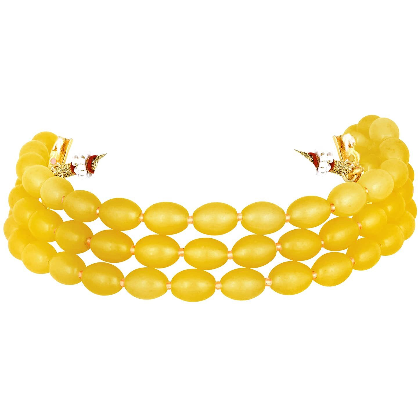 Peora Traditional Gold Plated Yellow Beads Choker Necklace Stylish Fashion Jewellery for Women & Girls
