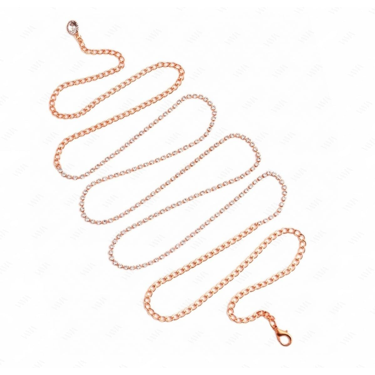VAMA Saree Waist Strap belt Sontada karddhani vaddanam Kamarbandh Hip Body belly chain for women Girls (Rose Gold Body chain)