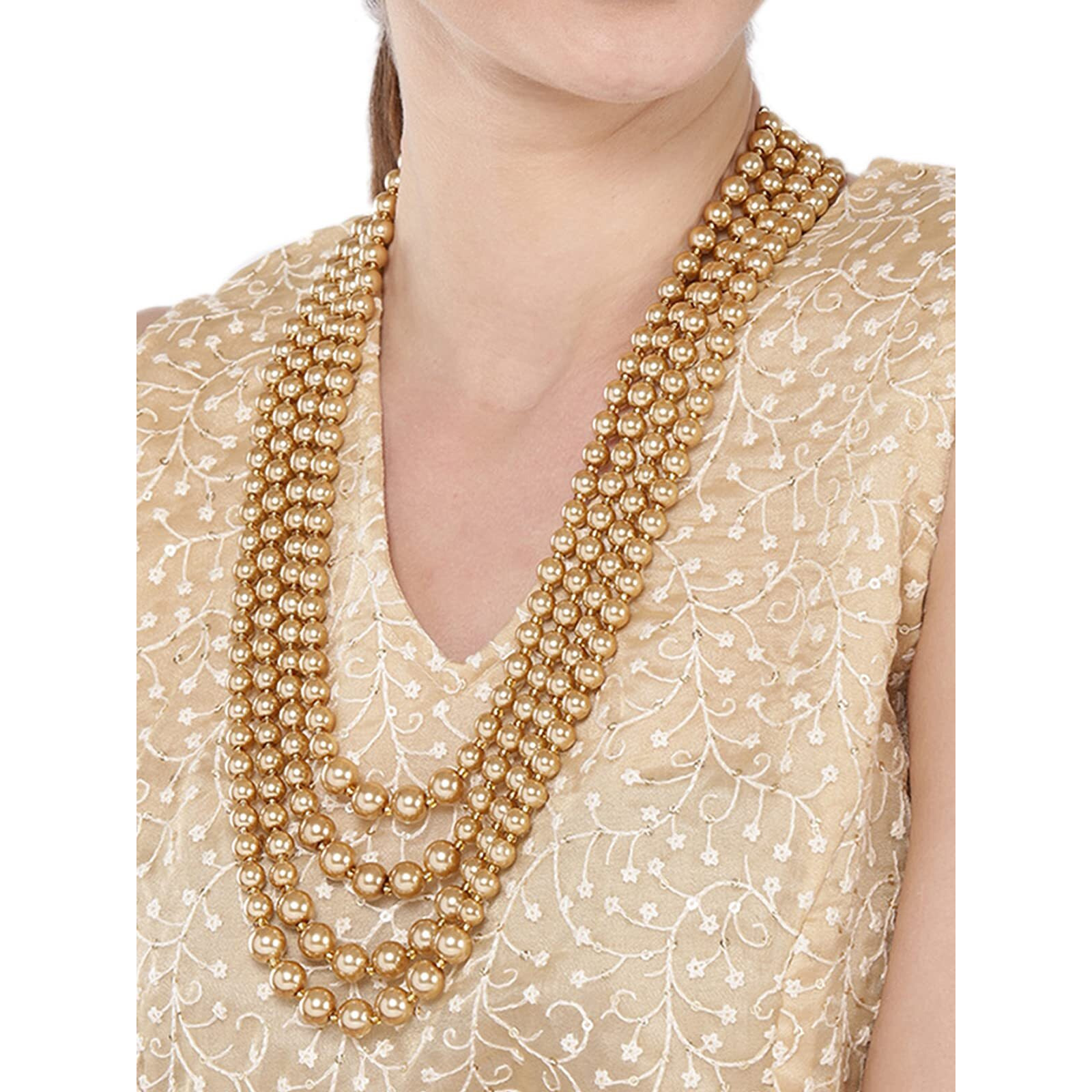 ZAVERI PEARLS Traditional Multi Layers Long Beaded Mala For Men-ZPFK8696