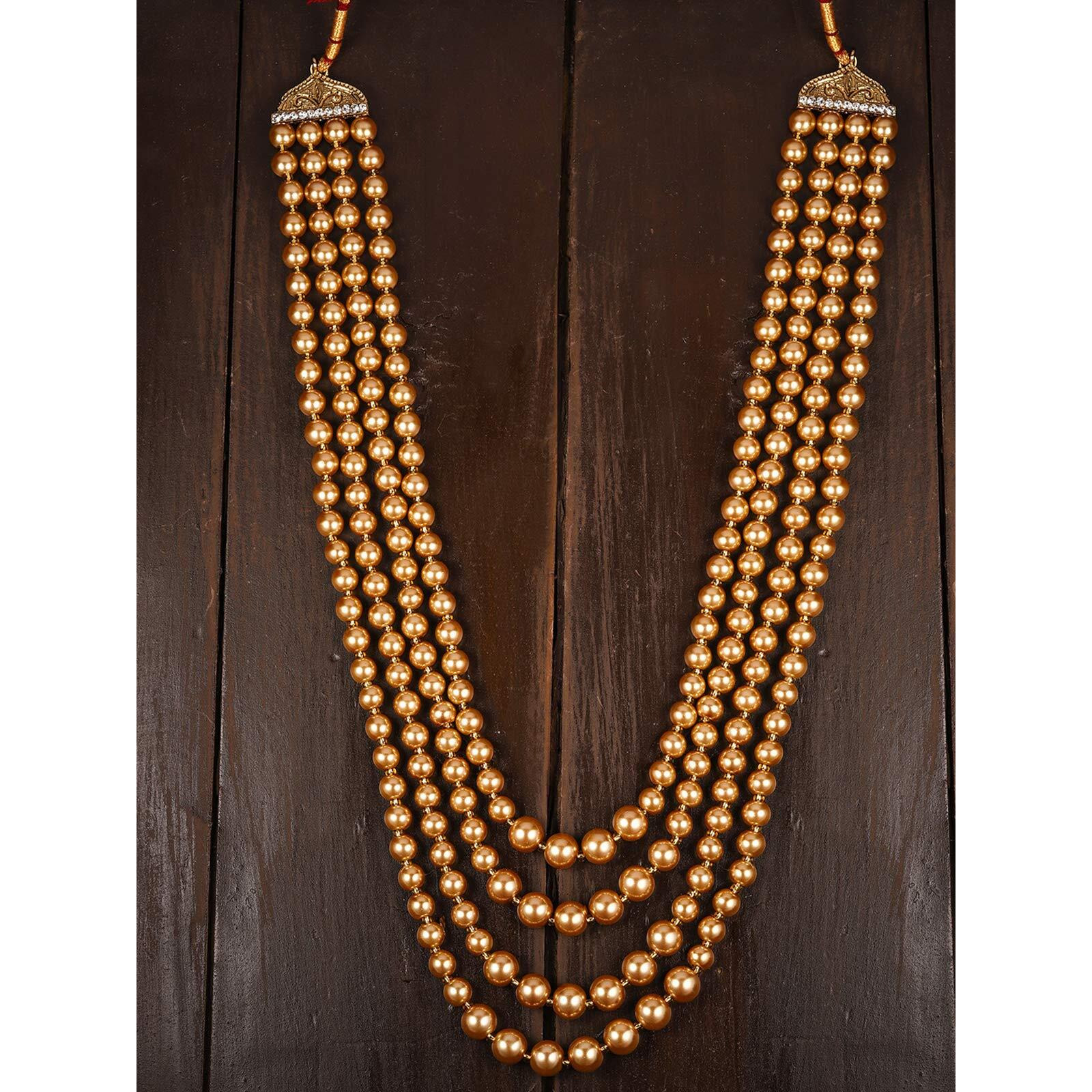 ZAVERI PEARLS Traditional Multi Layers Long Beaded Mala For Men-ZPFK8696