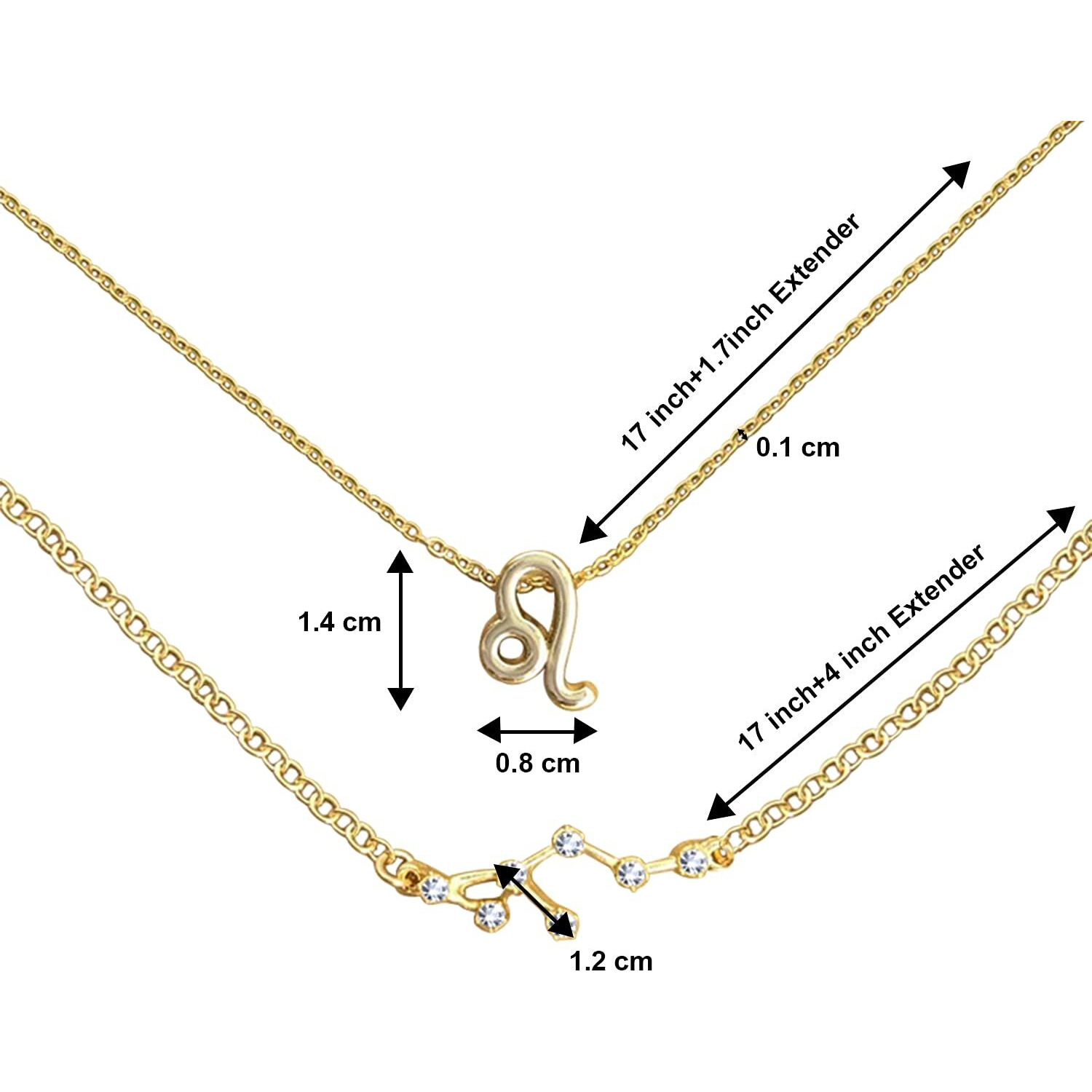 Peora Womens Leo Horoscope Zodiac Sign Pendant Necklace and Bracelet Combo Set (Gold)