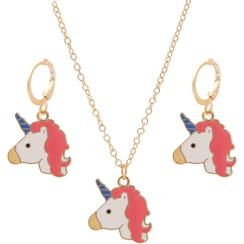YouBella Jewellery Gold Plated Unicorn Necklace Jewellery Set with Earrings for Girls and Women (Multicolor) (Style 3)