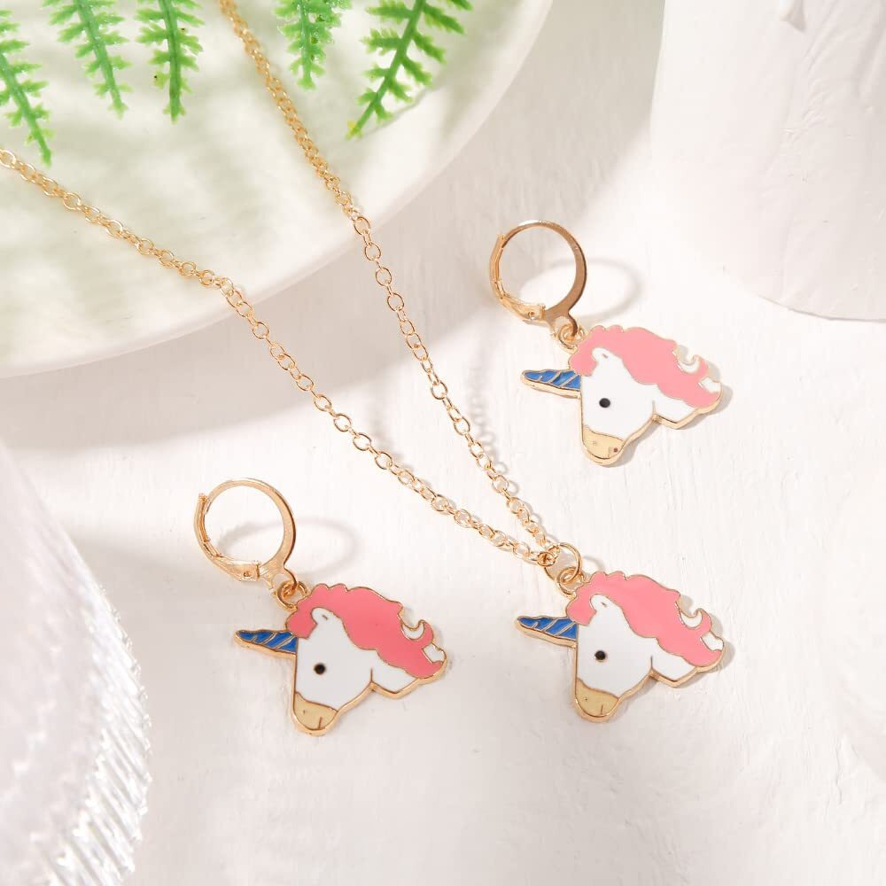 YouBella Jewellery Gold Plated Unicorn Necklace Jewellery Set with Earrings for Girls and Women (Multicolor) (Style 3)