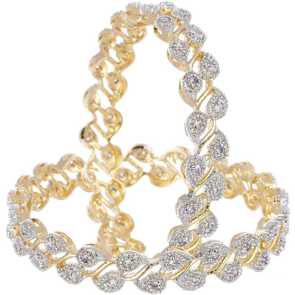 ZENEME Womens Pride Designer American Diamond Gold Plated Mangalsutra & Bangle Set Combo Jewellery For Women (2.4, Design-1)