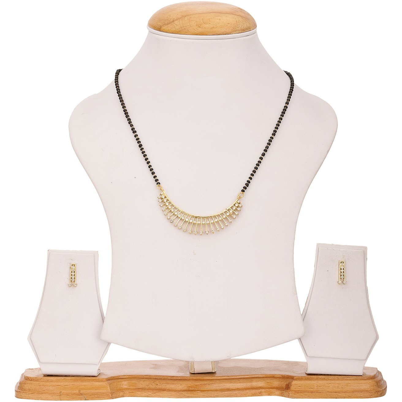 ZENEME Womens Pride Designer American Diamond Gold Plated Mangalsutra & Bangle Set Combo Jewellery For Women (2.8, Design-4)